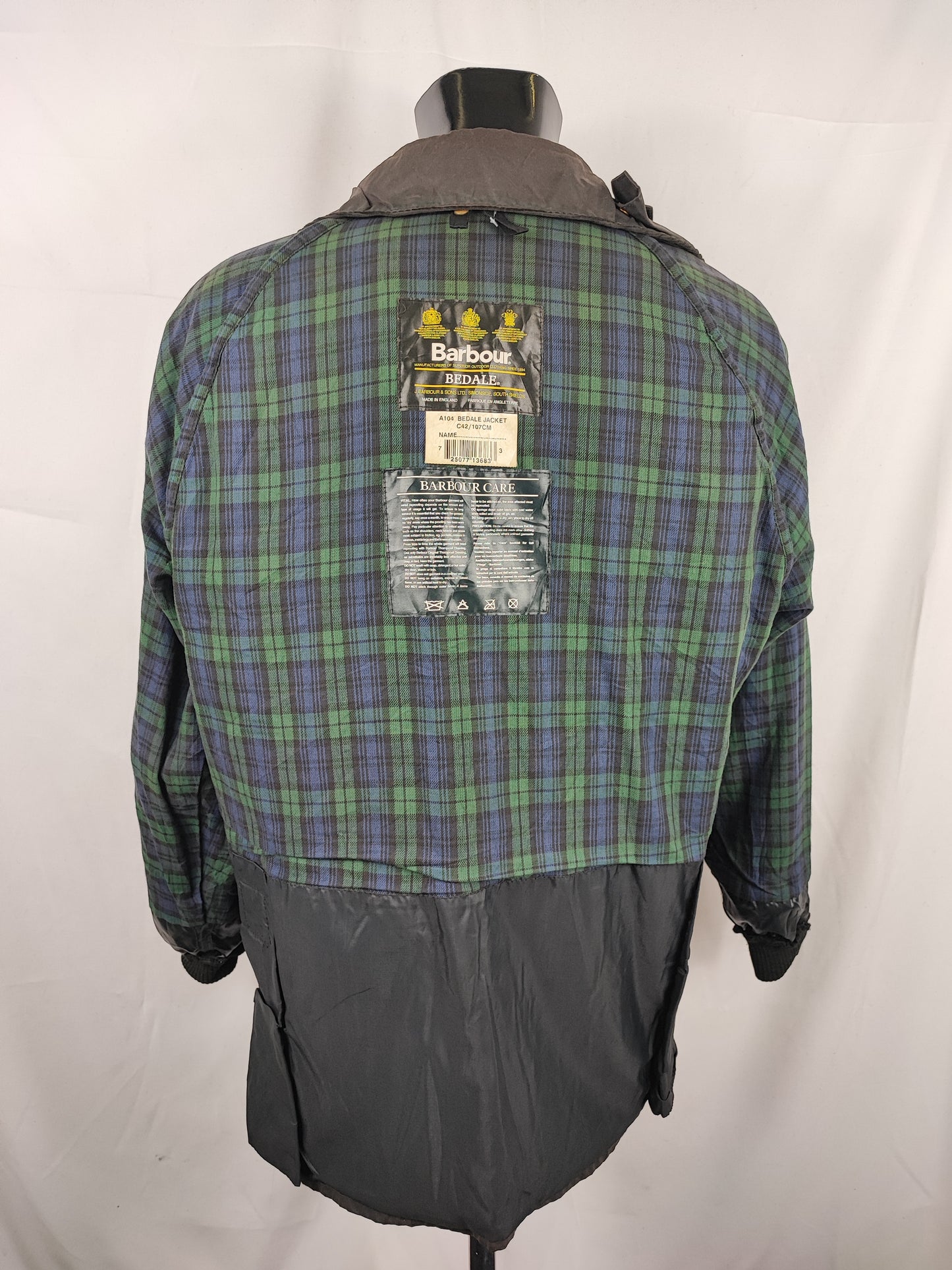 Barbour Giacca Bedale nero vintage C42/107 CM Black Waxed Bedale Jacket Size Large