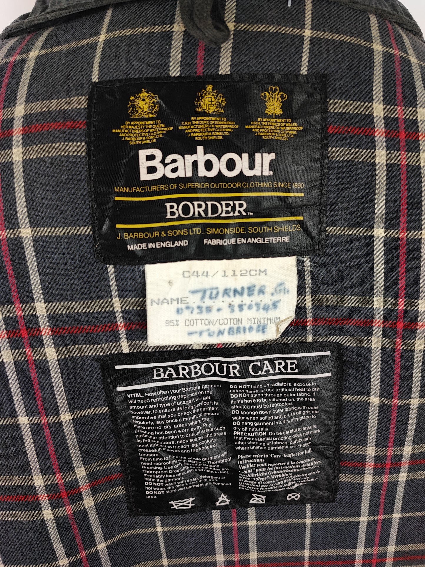 Barbour Uomo Border Blu cotone Cerato C44/112cm Man Navy Border Coat Large/Xlarge