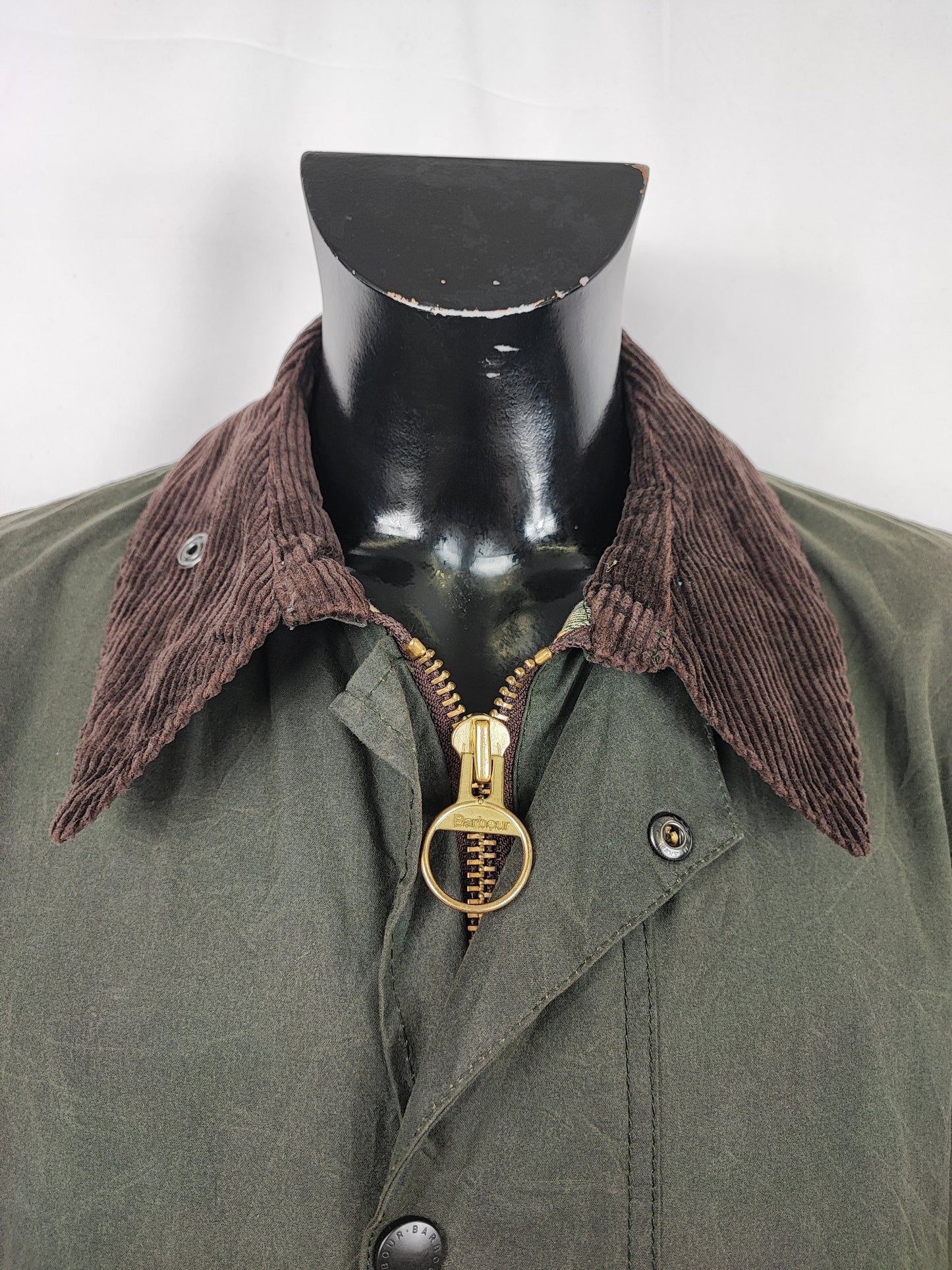 Barbour Uomo Border vintage verde Cerato C44/112cm Green Border Wax Coat Large XLarge