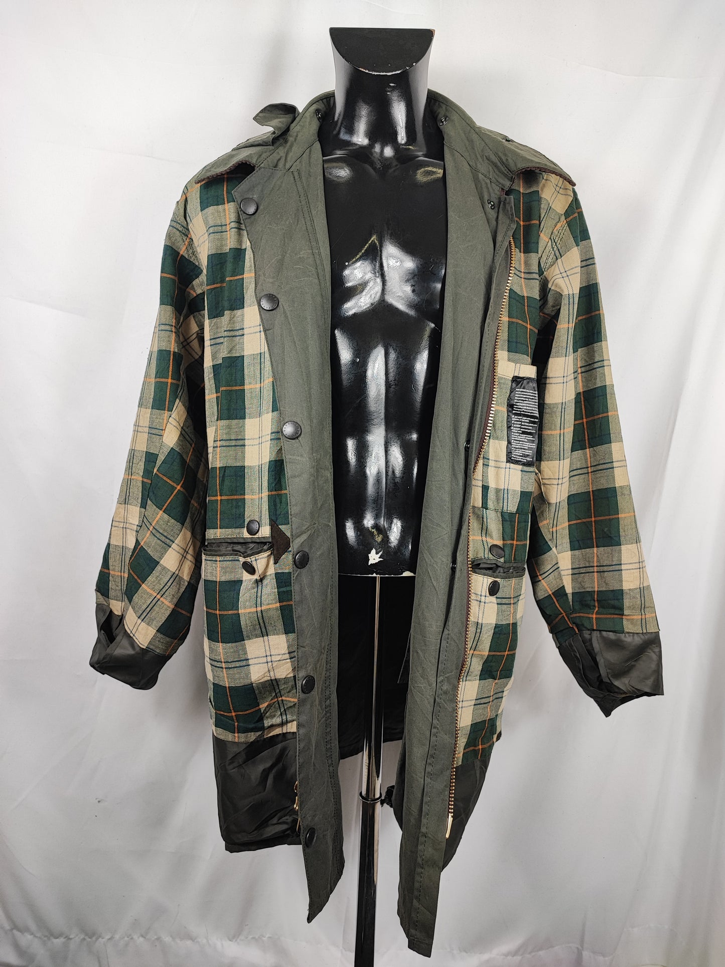 Barbour Uomo Border vintage verde Cerato C44/112cm Green Border Wax Coat Large XLarge