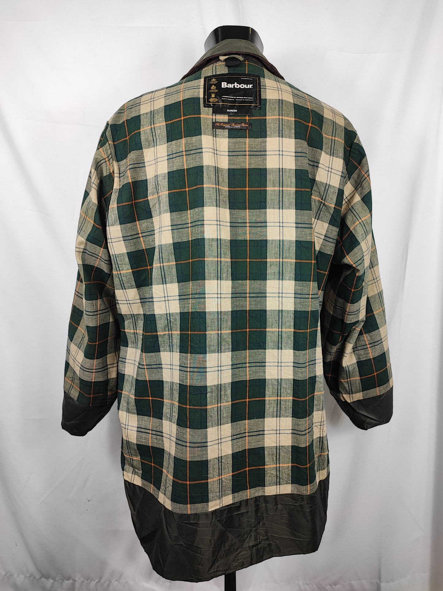 Barbour Uomo Border vintage verde Cerato C44/112cm Green Border Wax Coat Large XLarge