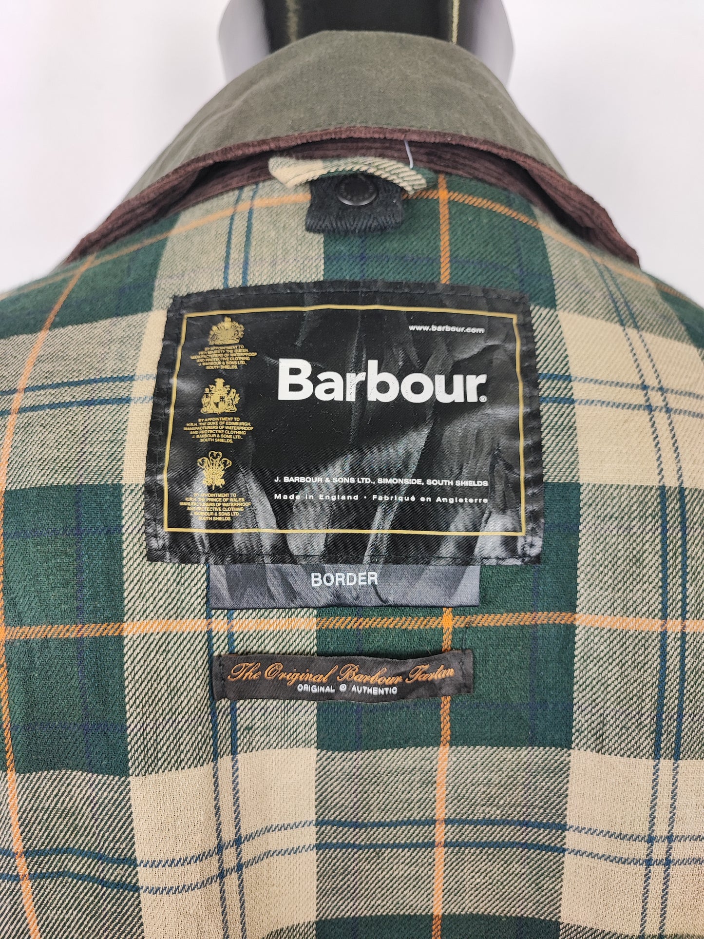 Barbour Uomo Border vintage verde Cerato C44/112cm Green Border Wax Coat Large XLarge