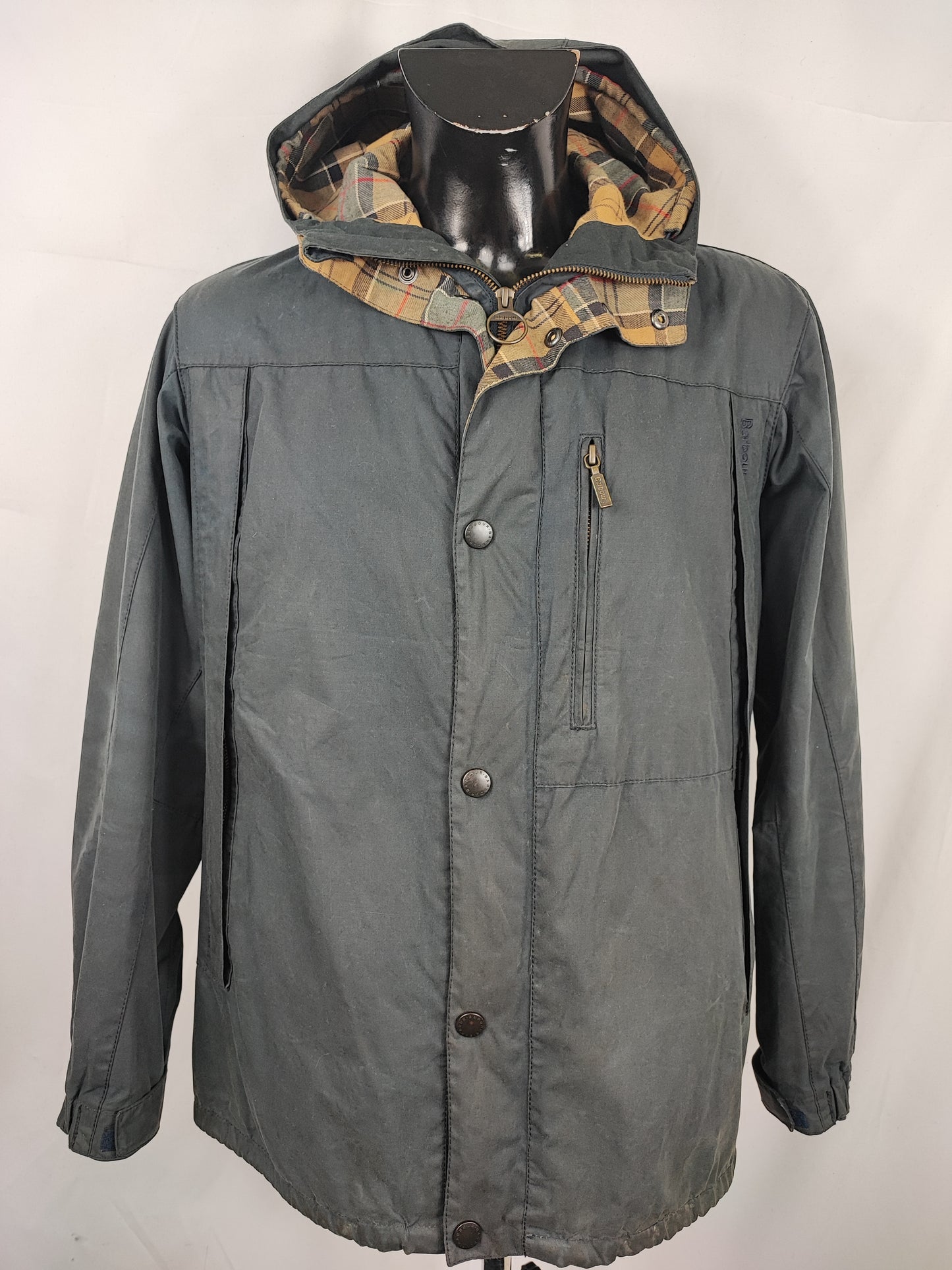 Giacca Barbour da uomo con cappuccio blu Large - Man Millom navy wax jacket size Large