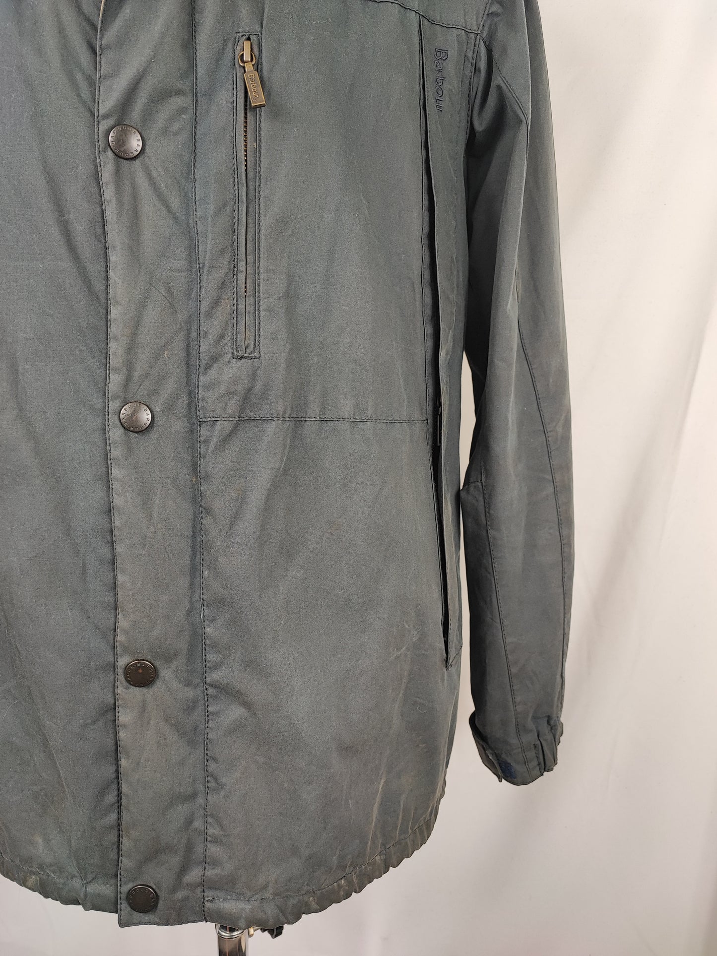 Giacca Barbour da uomo con cappuccio blu Large - Man Millom navy wax jacket size Large