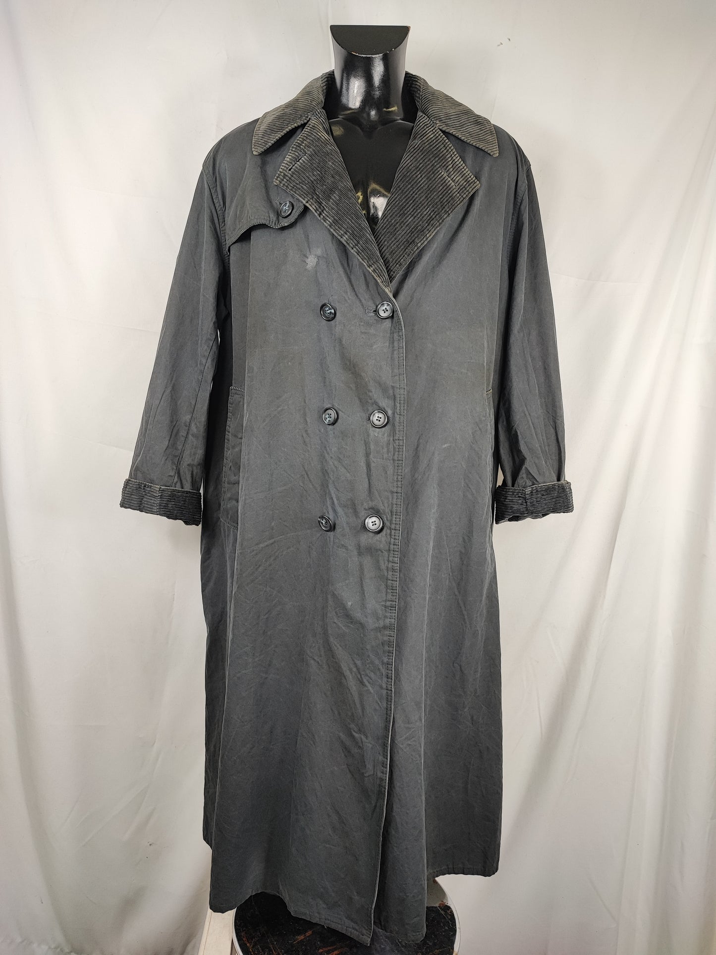 RARO Barbour A605 Trench Coat blu cerato C44/112 cm Waxed Navy Trench Coat Large/XL