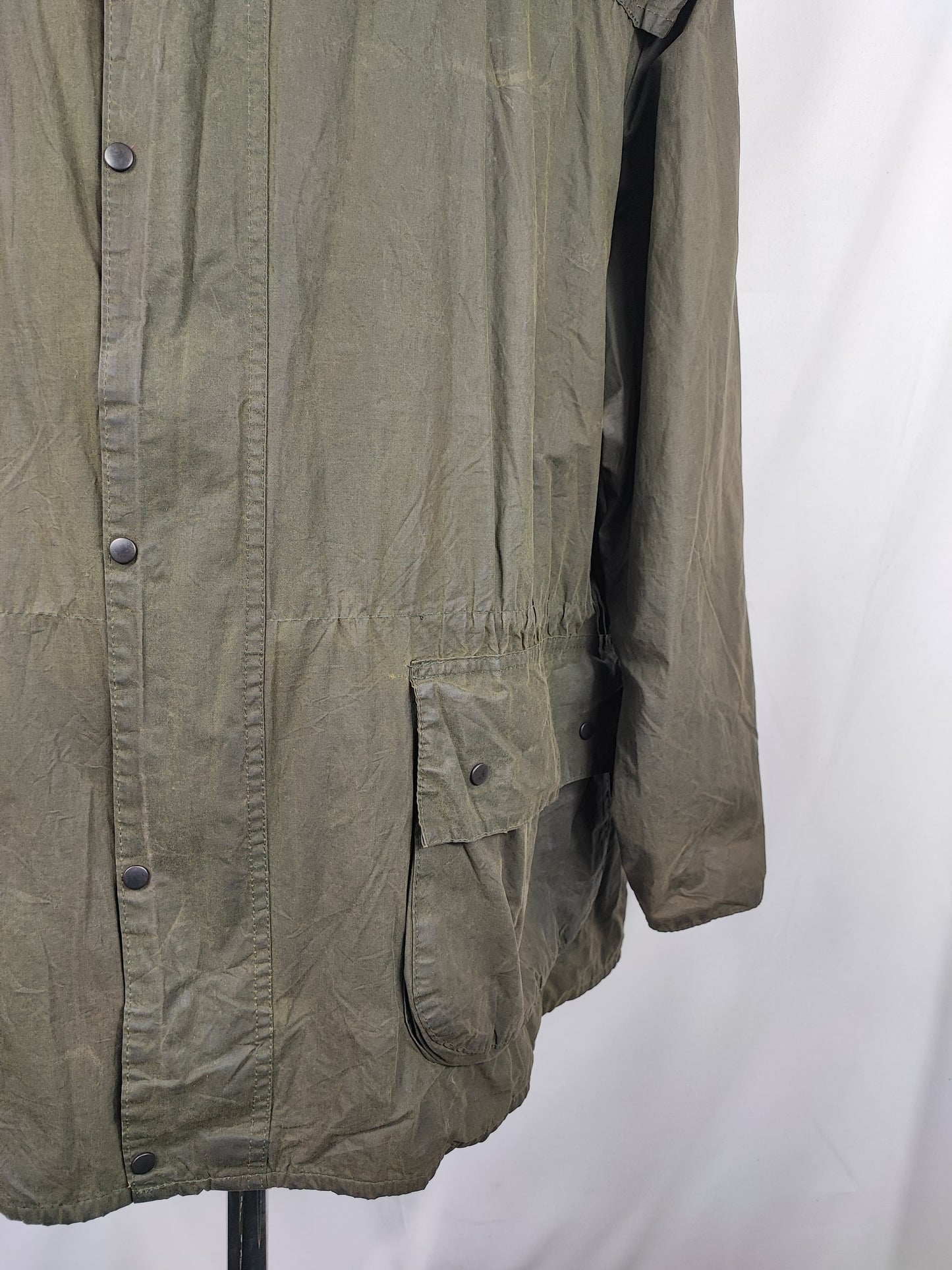 Barbour vintage Durham verde con cappuccio C46/117 cm Green Hooded waxed Durham Size Xlarge