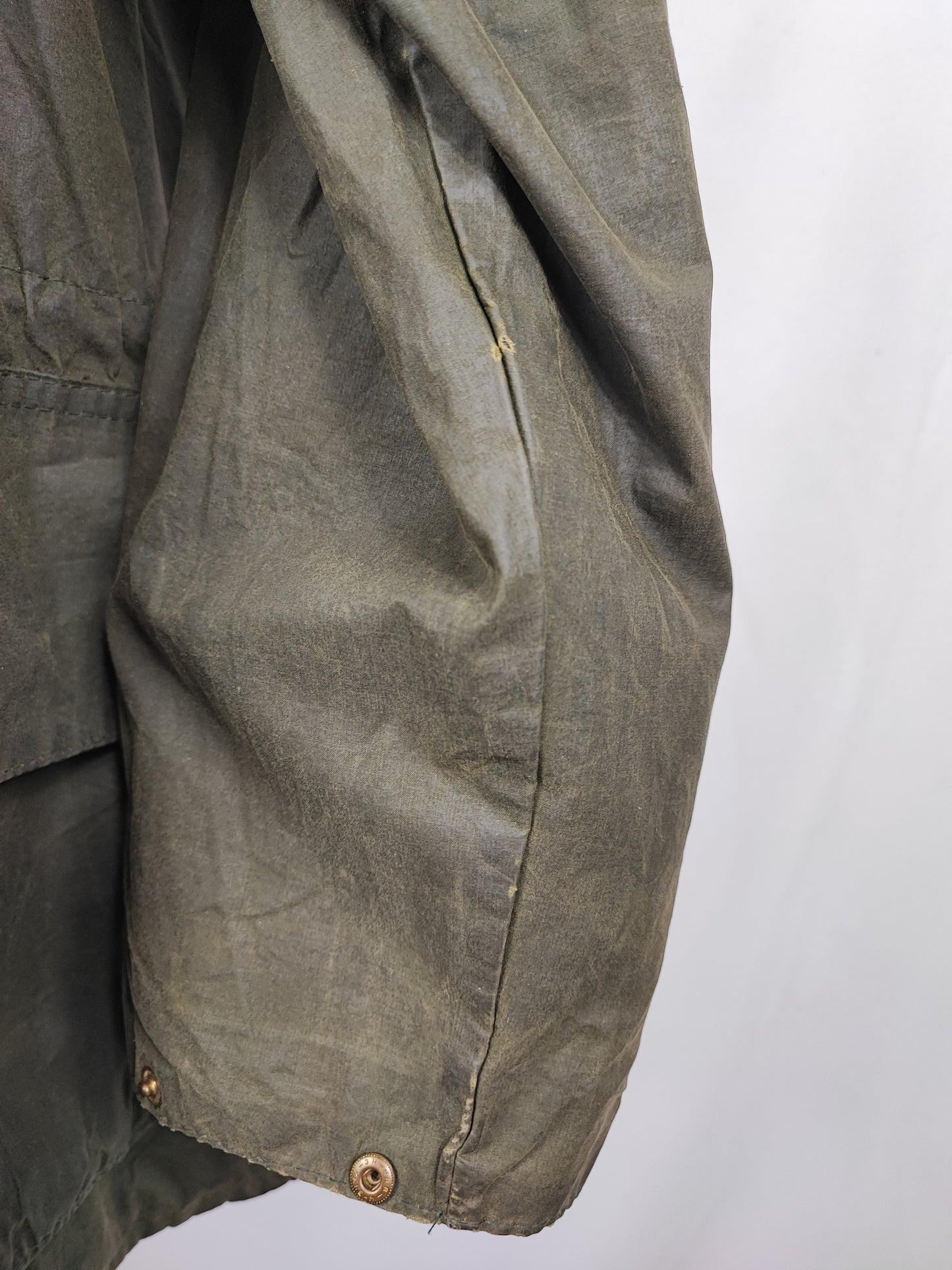 Barbour vintage Durham verde con cappuccio C46/117 cm Green Hooded waxed Durham Size Xlarge