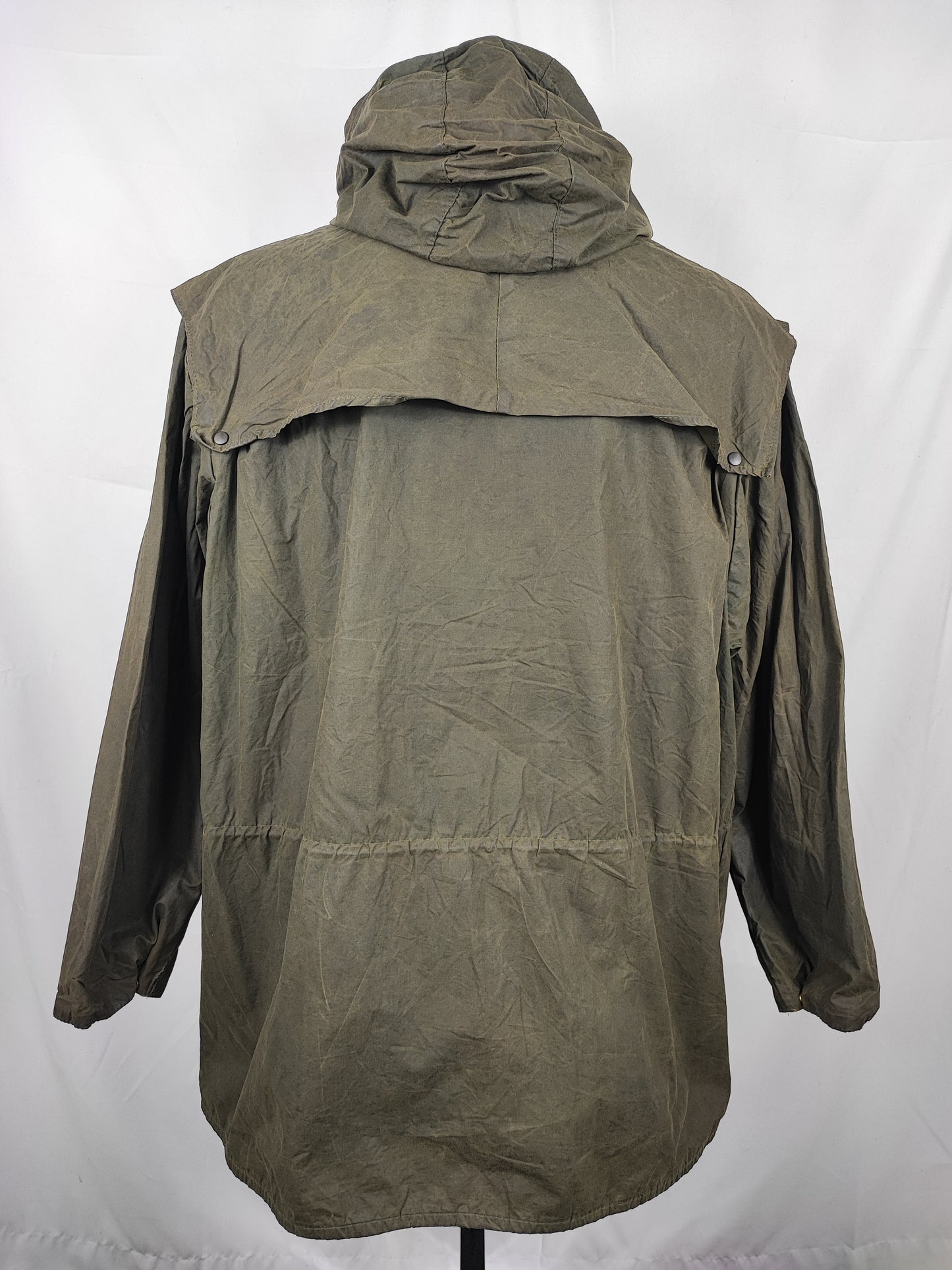 Barbour vintage Durham verde con cappuccio C46/117 cm Green Hooded waxed Durham Size Xlarge