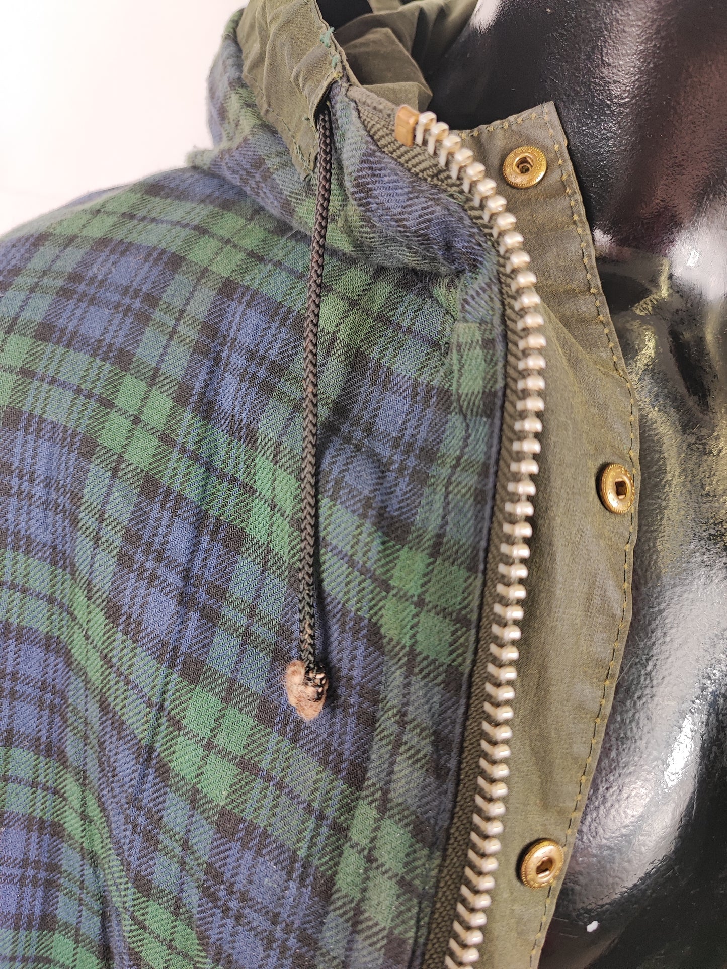 Barbour vintage Durham verde con cappuccio C46/117 cm Green Hooded waxed Durham Size Xlarge