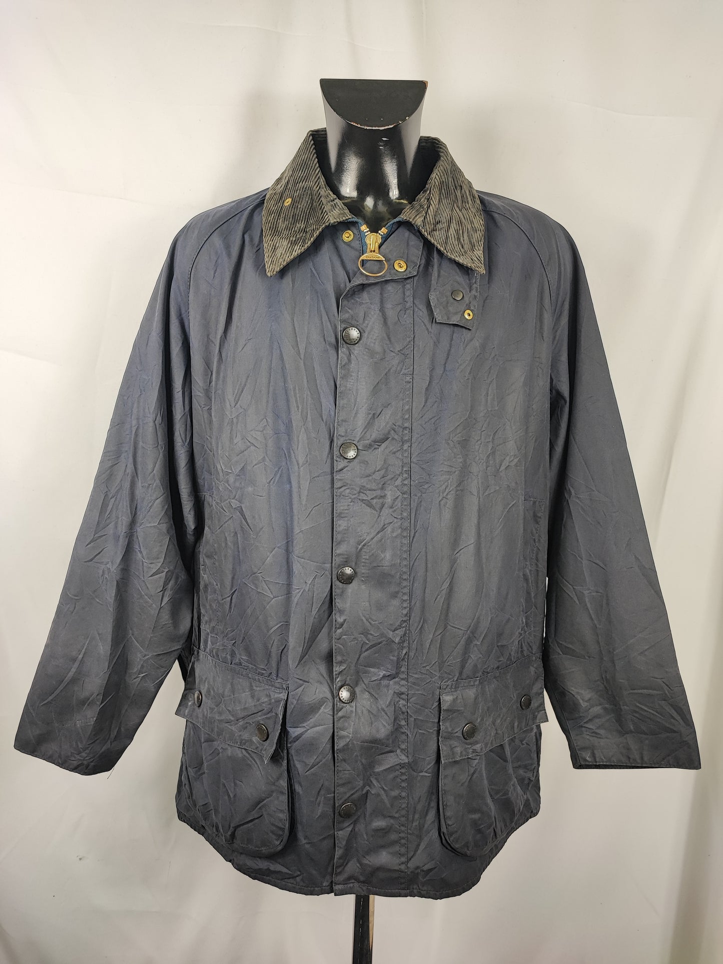 Barbour Giacca Beaufort vintage blu C48/122 cm Navy vintage Wax Beaufort jacket XL Comoda