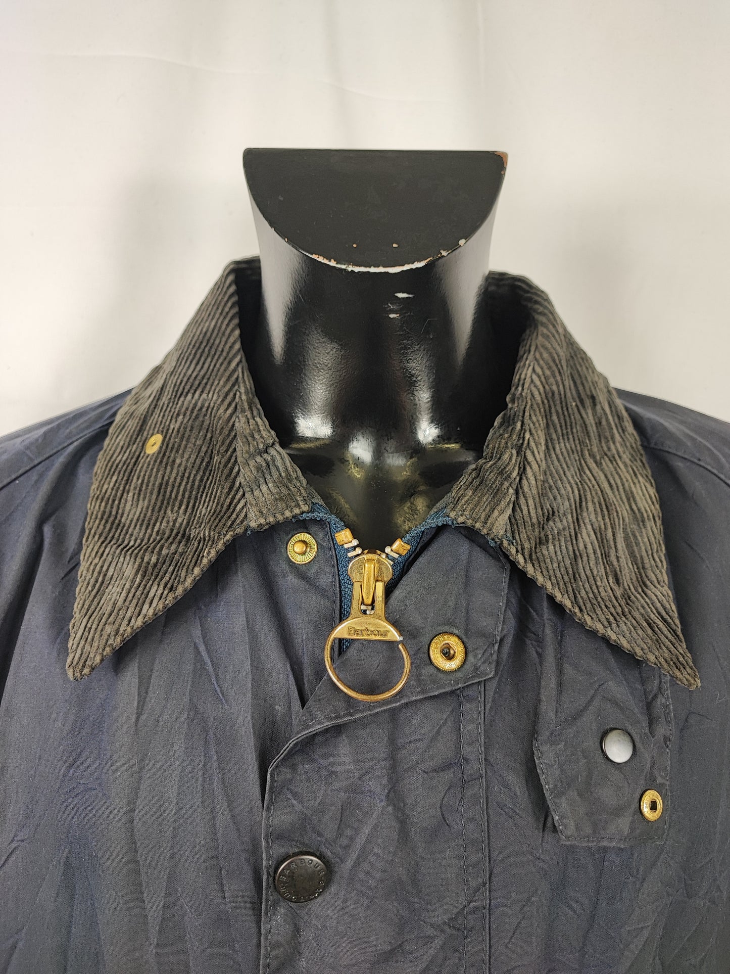 Barbour Giacca Beaufort vintage blu C48/122 cm Navy vintage Wax Beaufort jacket XL Comoda