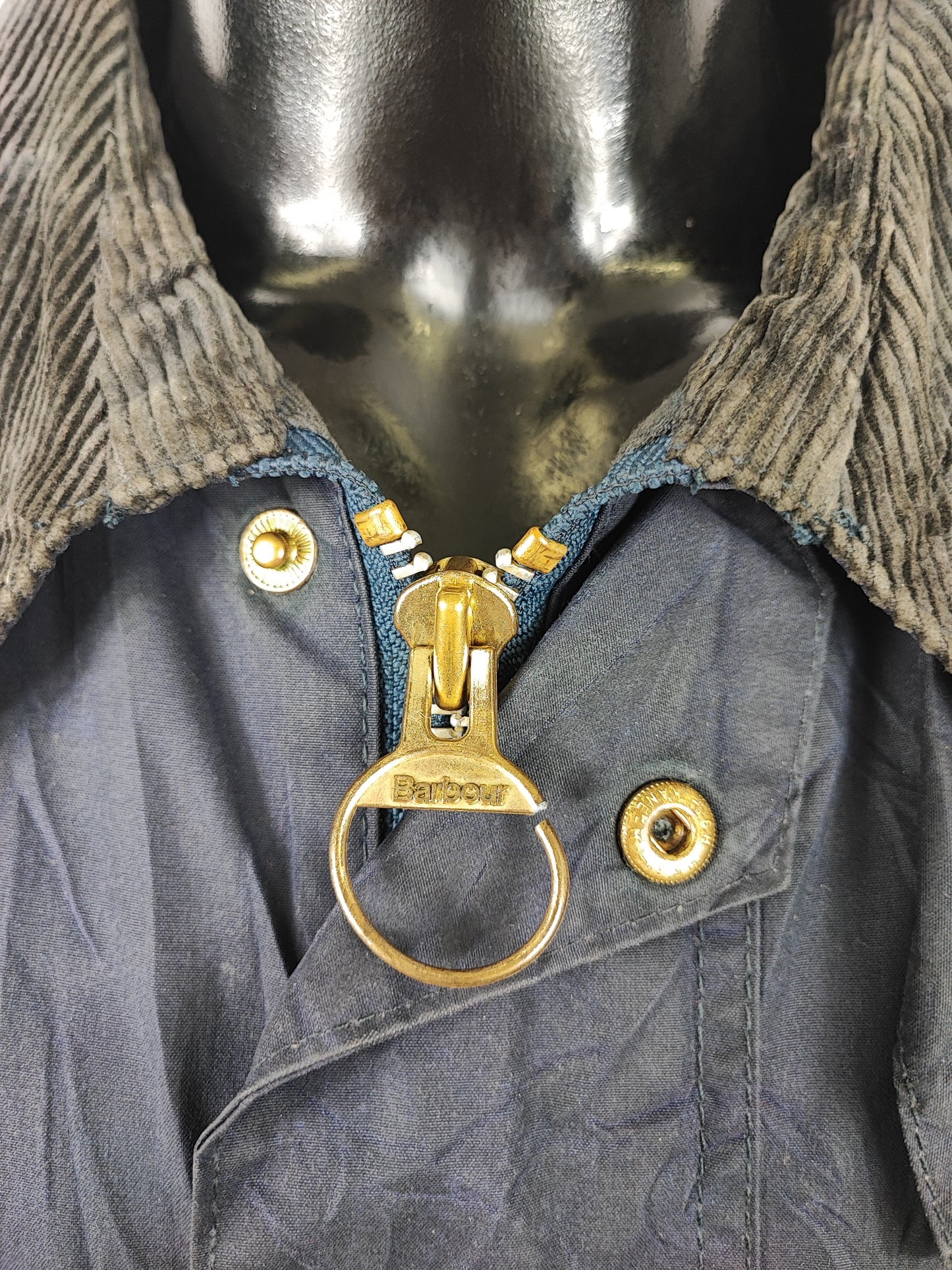 Barbour Giacca Beaufort vintage blu C48/122 cm Navy vintage Wax Beaufort jacket XL Comoda