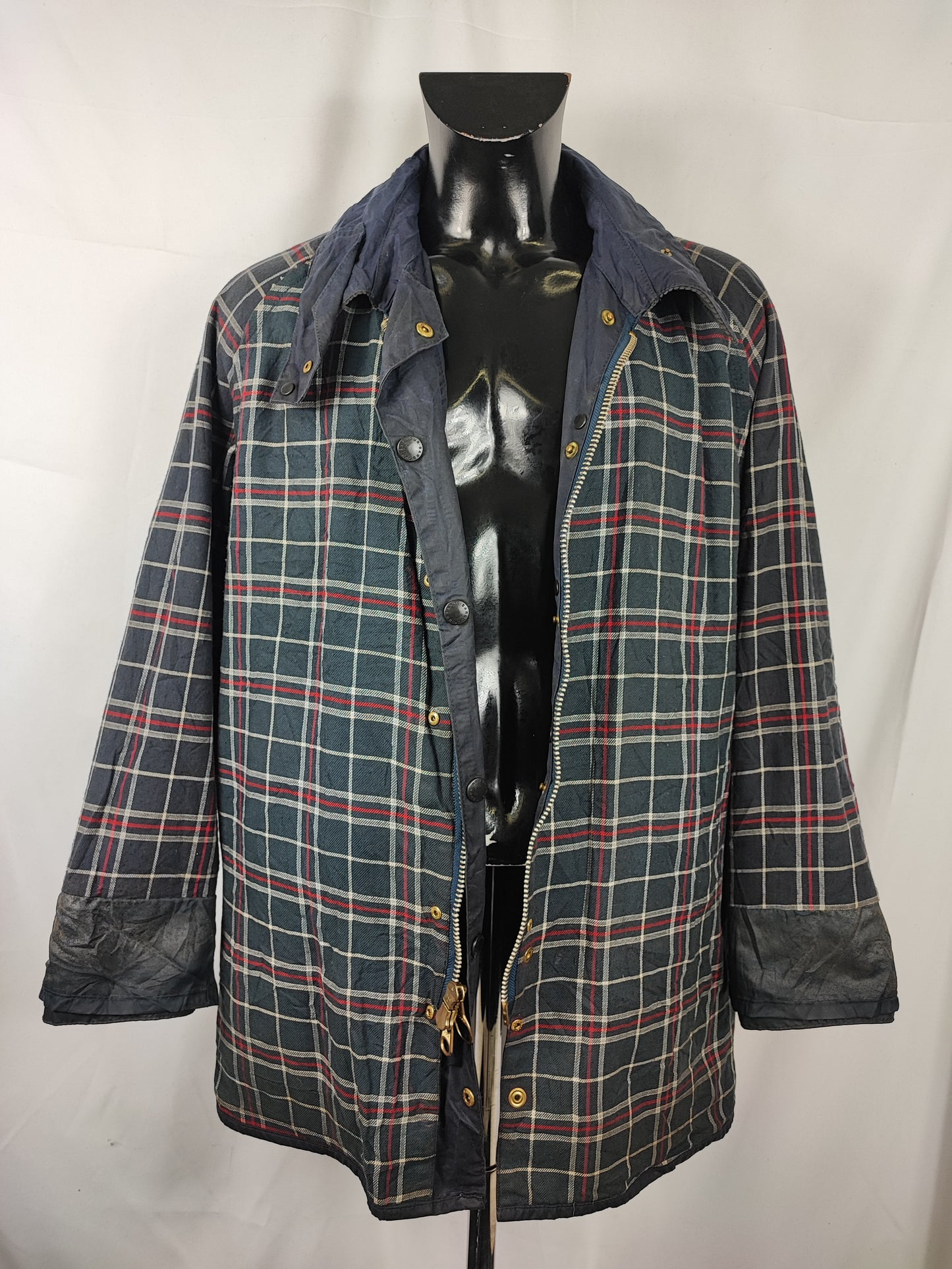 Barbour Giacca Beaufort vintage blu C48/122 cm Navy vintage Wax Beaufort jacket XL Comoda