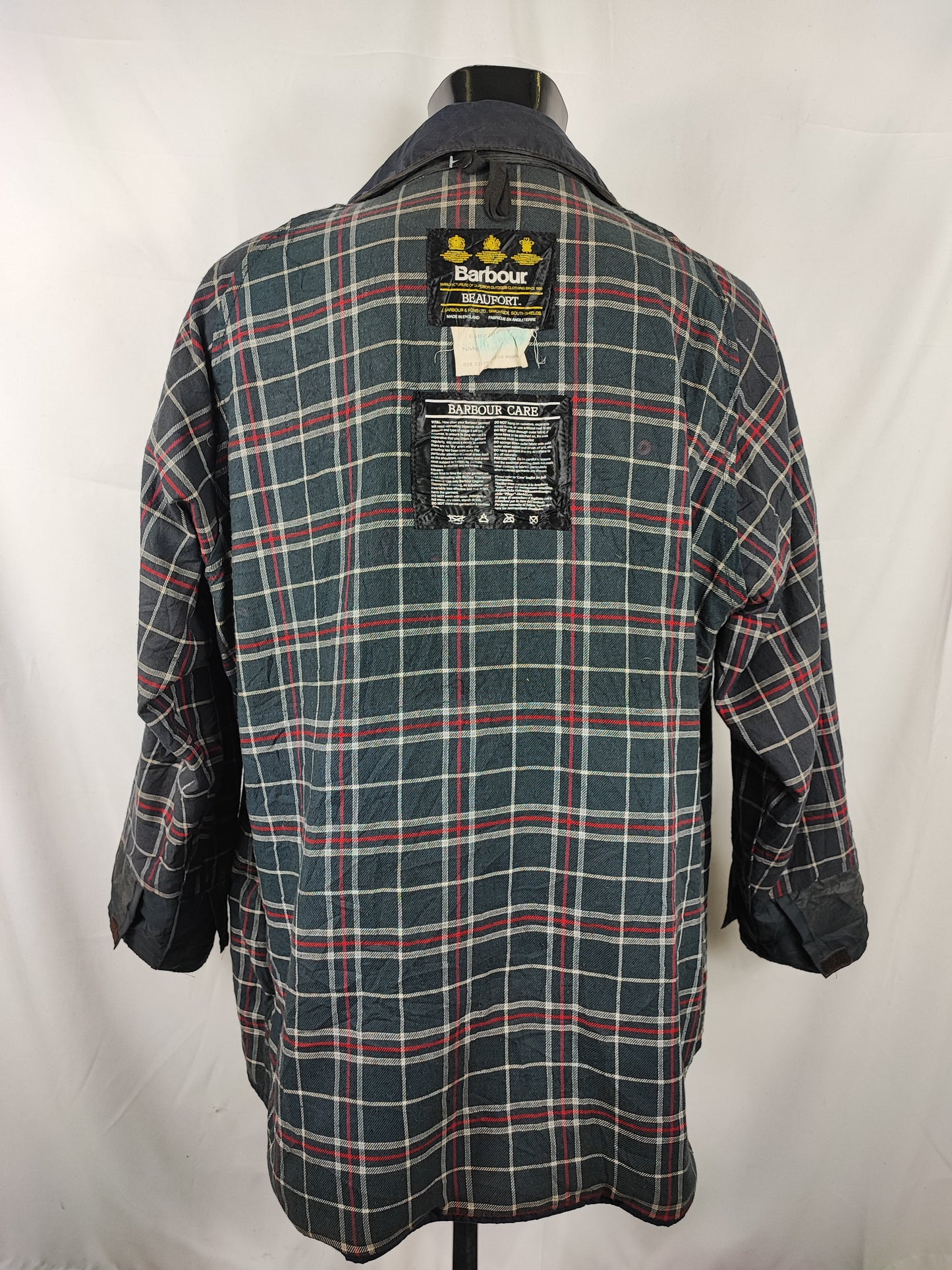Barbour Giacca Beaufort vintage blu C48/122 cm Navy vintage Wax Beaufort jacket XL Comoda