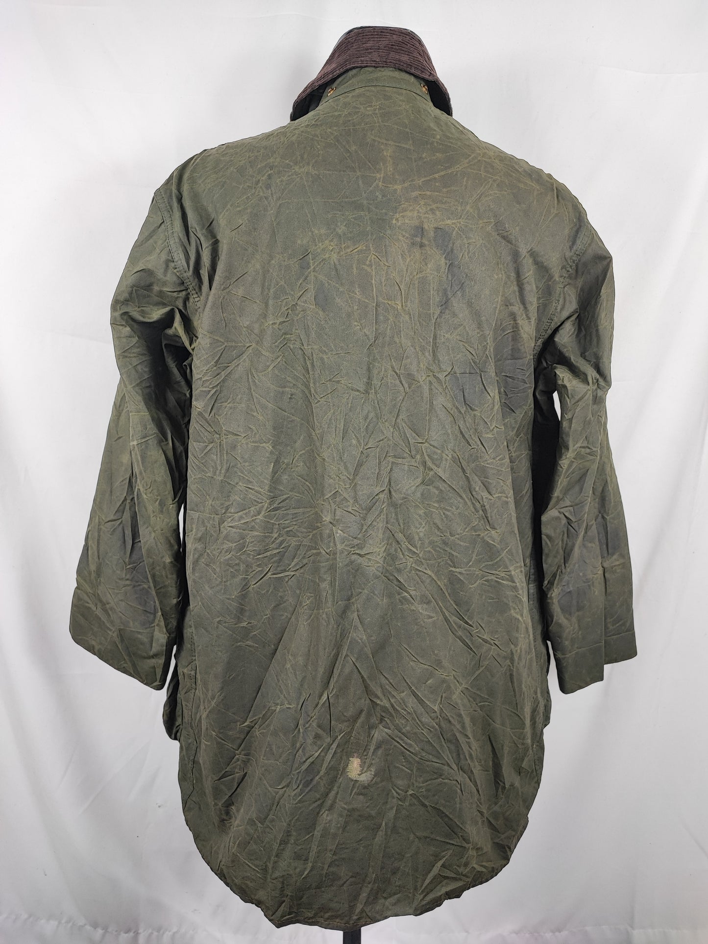 Barbour Border verde cotone Cerato C42/107 cm Green Border Wax Vintage Coat Size Large