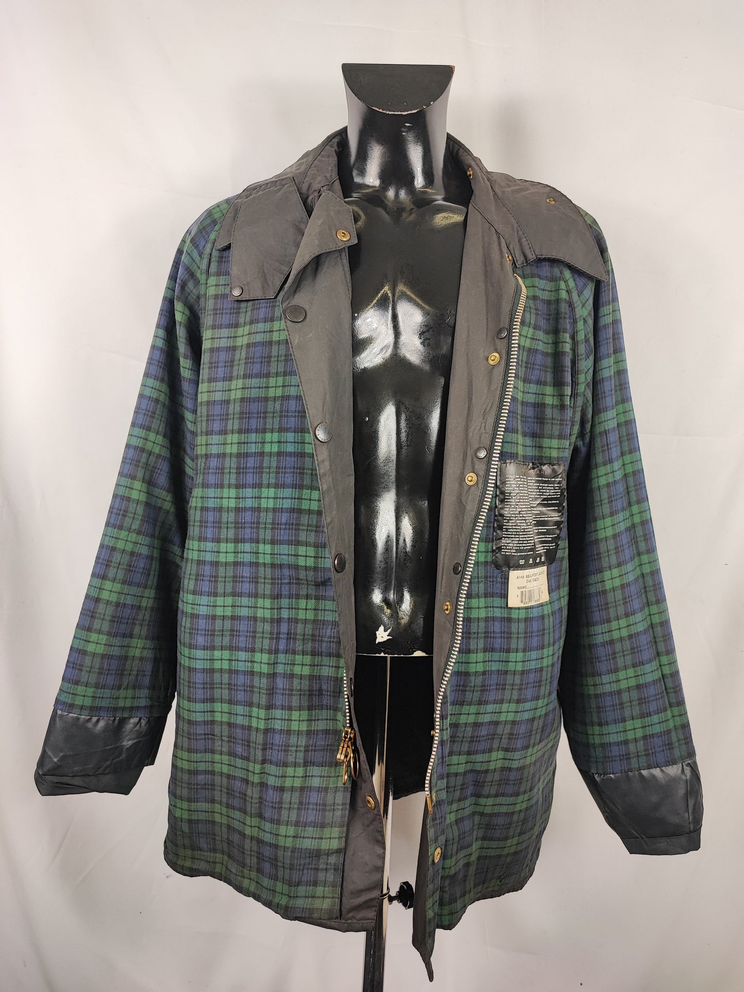 Barbour Giacca Beaufort vintage nero C48/122 cm Black vintage Wax Beaufort jacket XL Comoda