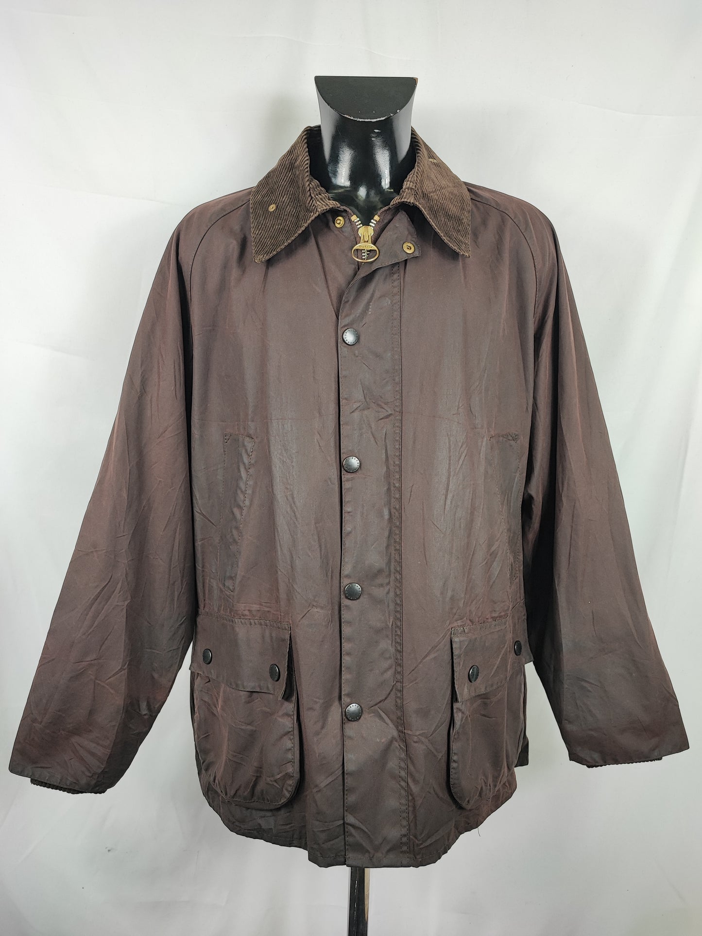 Barbour Bedale Uomo Vintage Marrone C48/122cm Man Bedale waxed Brown jacket Size XL comoda