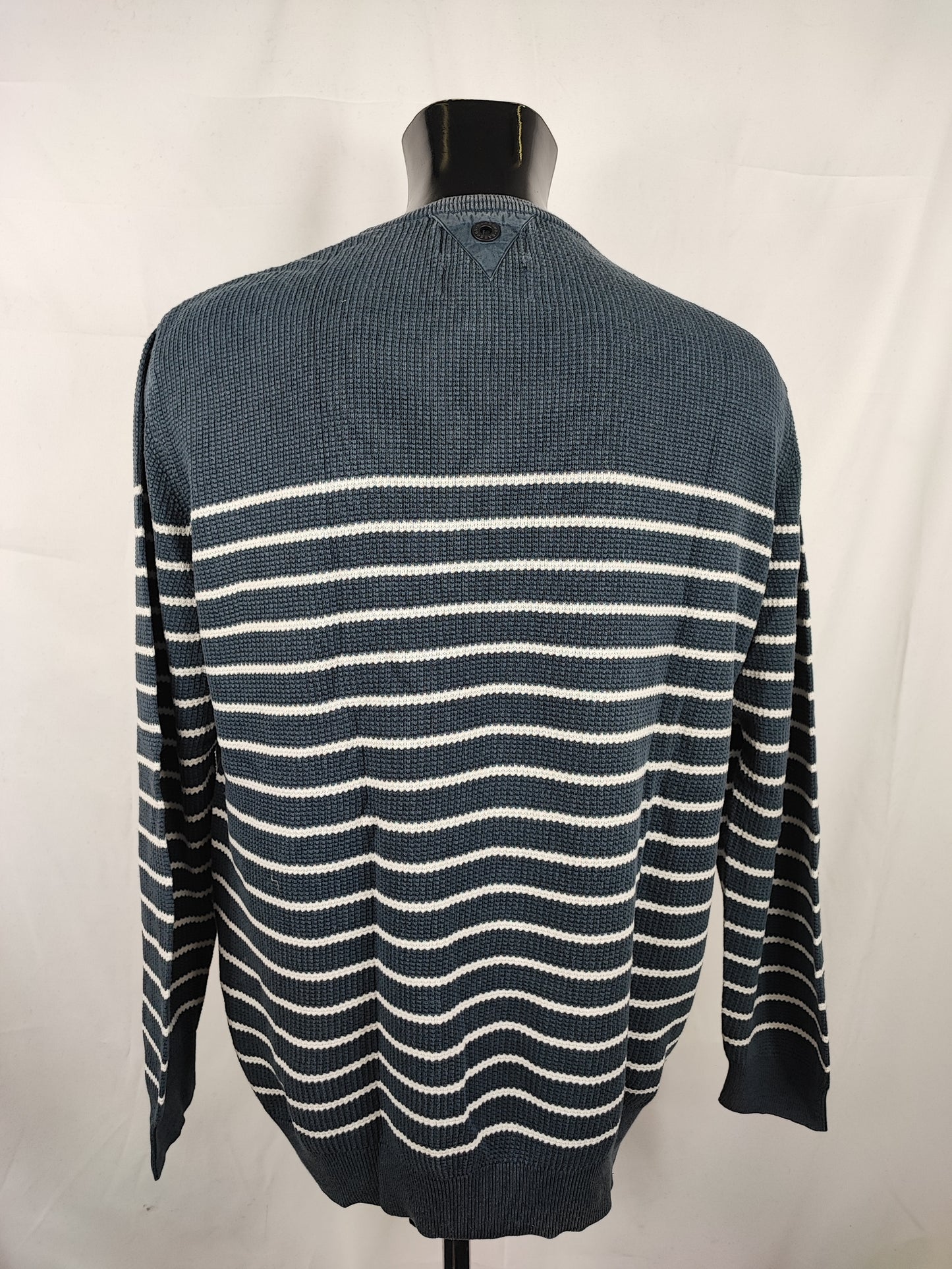 Maglione Barbour da uomo in lana a righe XLarge-Man Navy Jumper Size XLarge