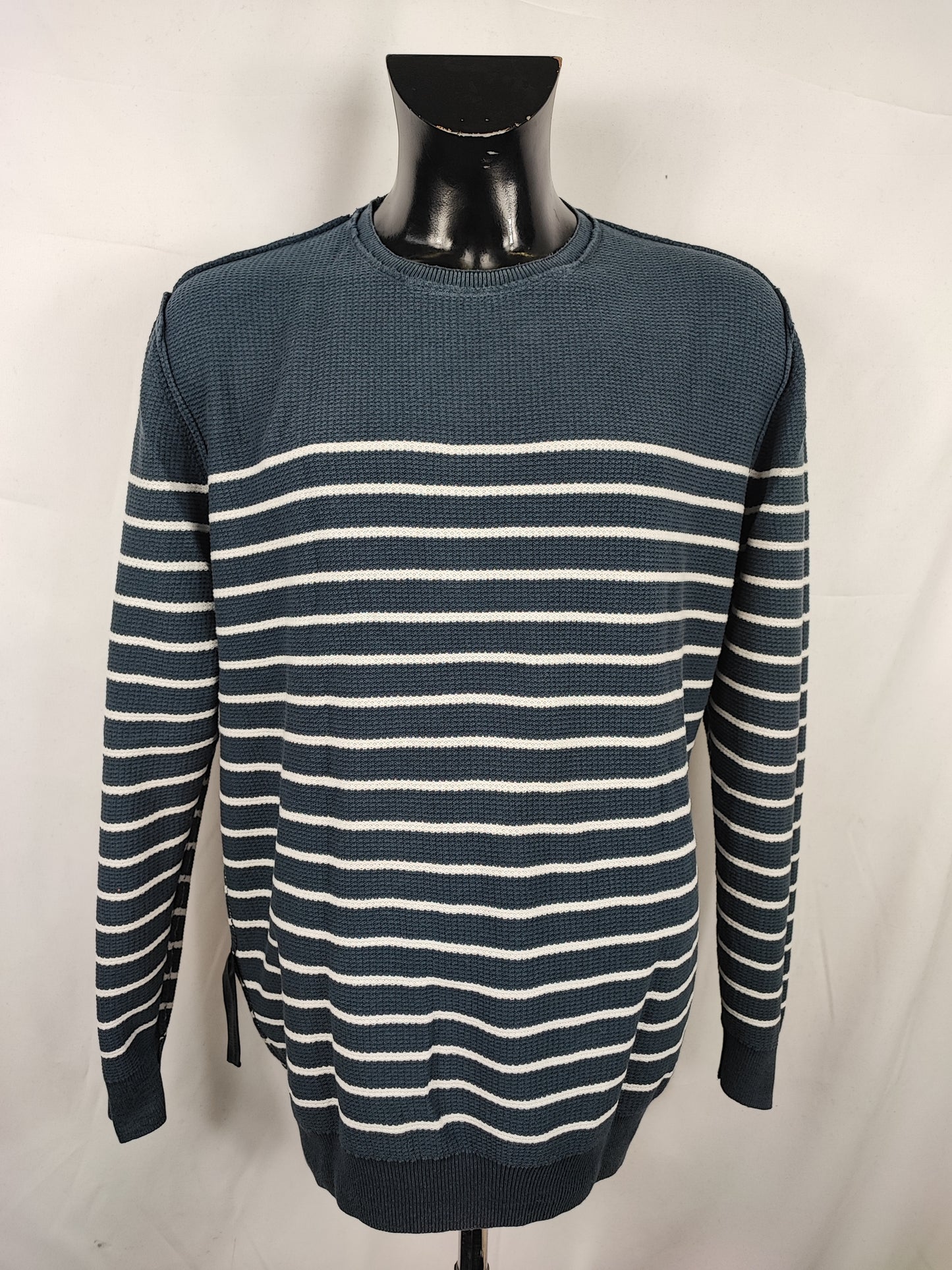 Maglione Barbour da uomo in lana a righe XLarge-Man Navy Jumper Size XLarge