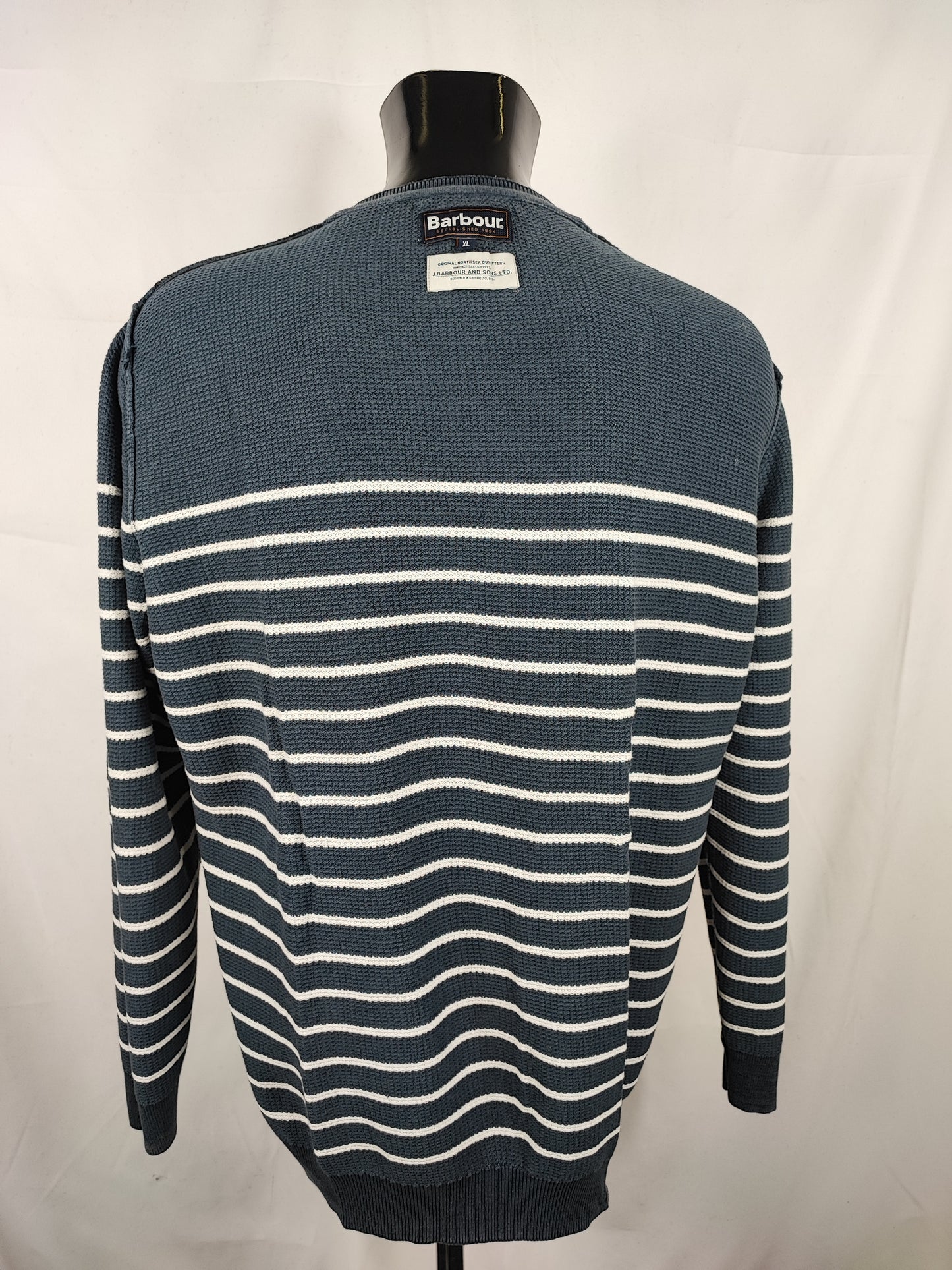 Maglione Barbour da uomo in lana a righe XLarge-Man Navy Jumper Size XLarge