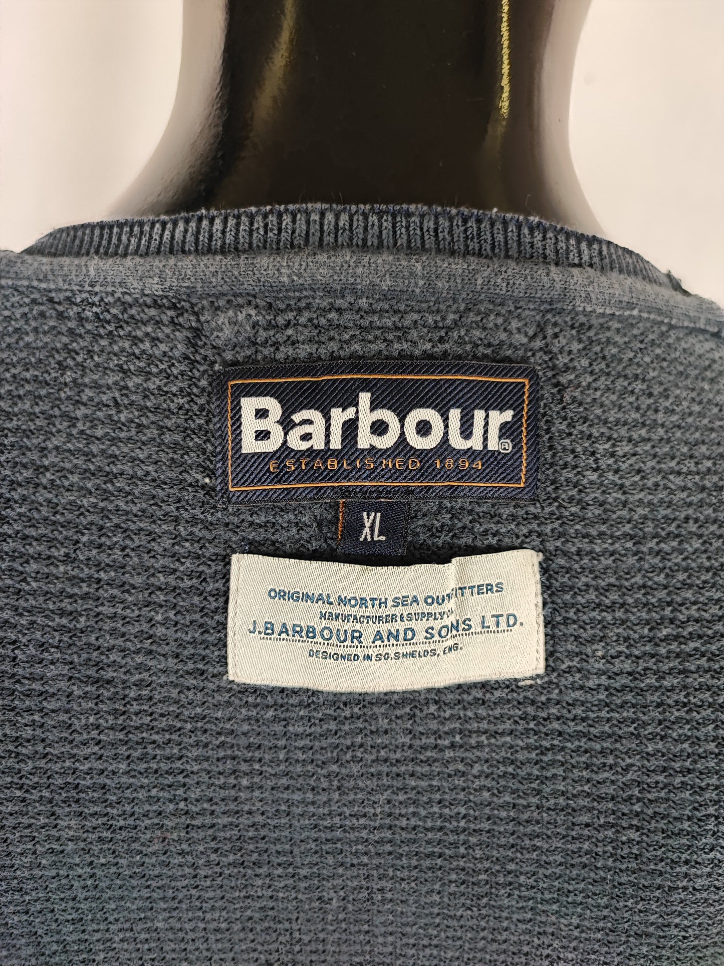 Maglione Barbour da uomo in lana a righe XLarge-Man Navy Jumper Size XLarge