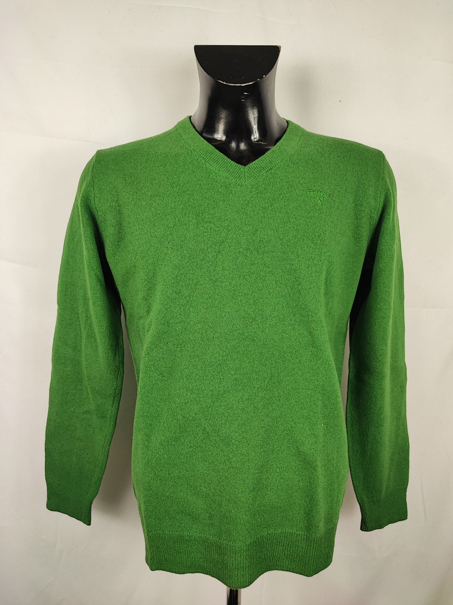 Maglione Barbour da uomo in lana verde Medium- Man Green Jumper Vneck Size Medium