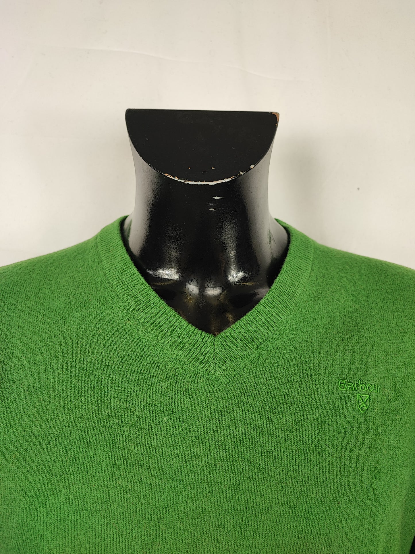 Maglione Barbour da uomo in lana verde Medium- Man Green Jumper Vneck Size Medium