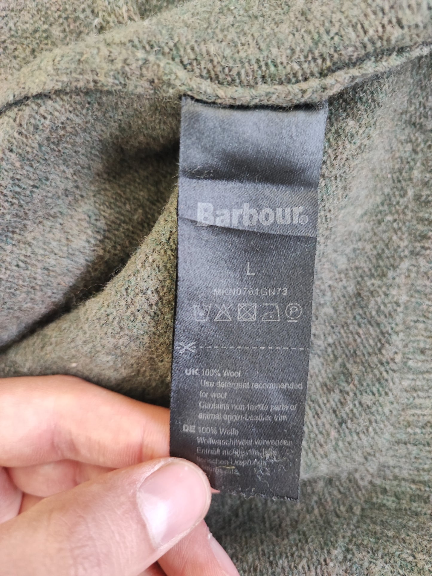 Maglione Barbour da uomo in lana verde Large- Man Green Jumper Size Large