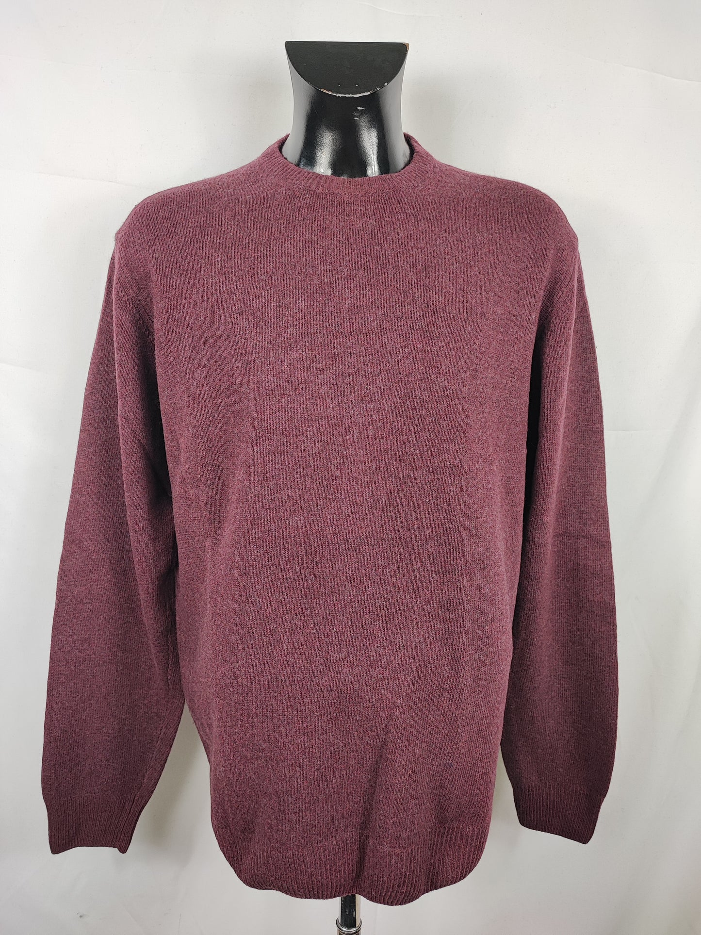 Maglione Barbour da uomo in lana Bordeaux Large- Man Burgundy Wool Jumper Size Large