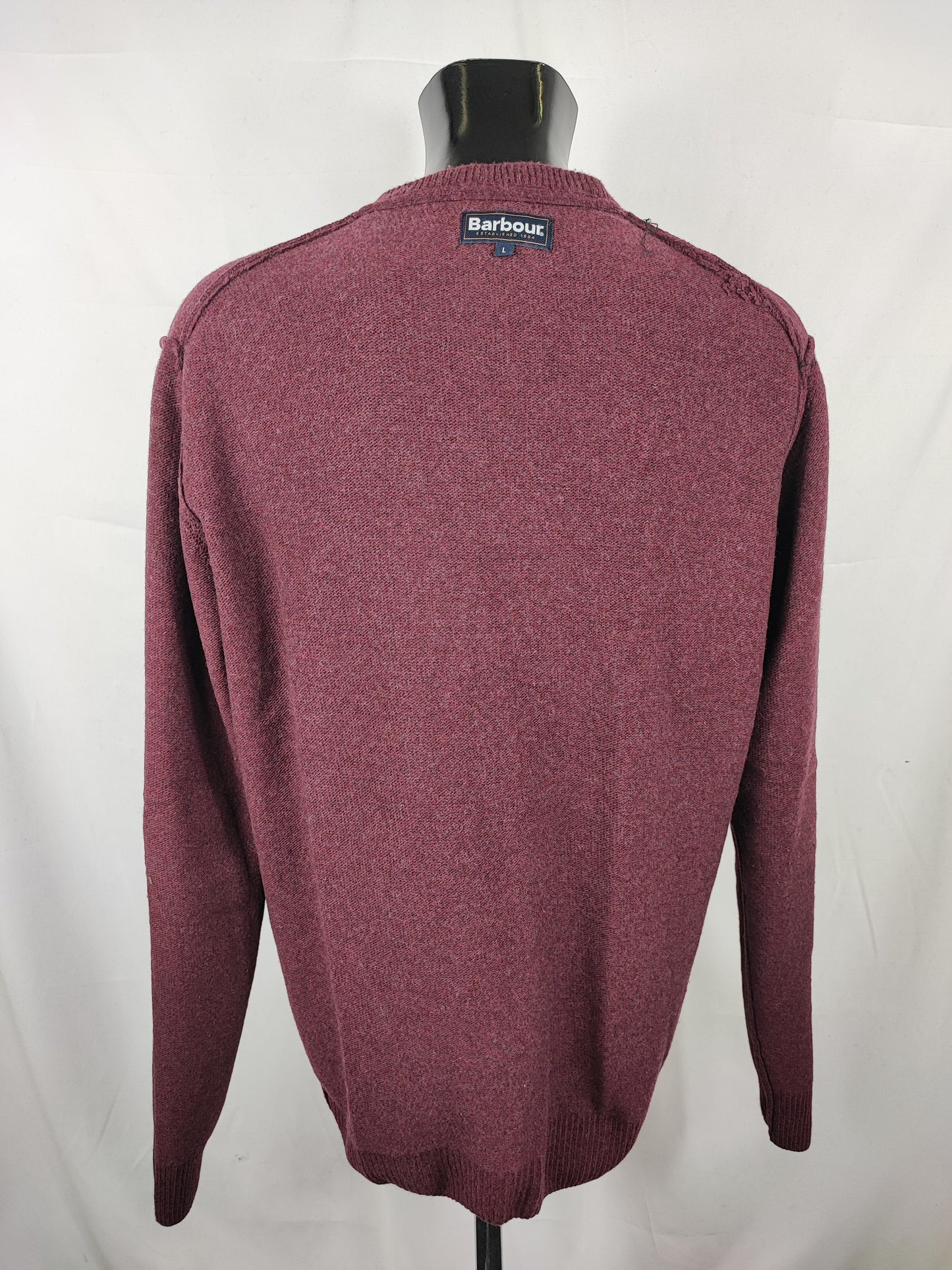 Maglione Barbour da uomo in lana Bordeaux Large- Man Burgundy Wool Jumper Size Large