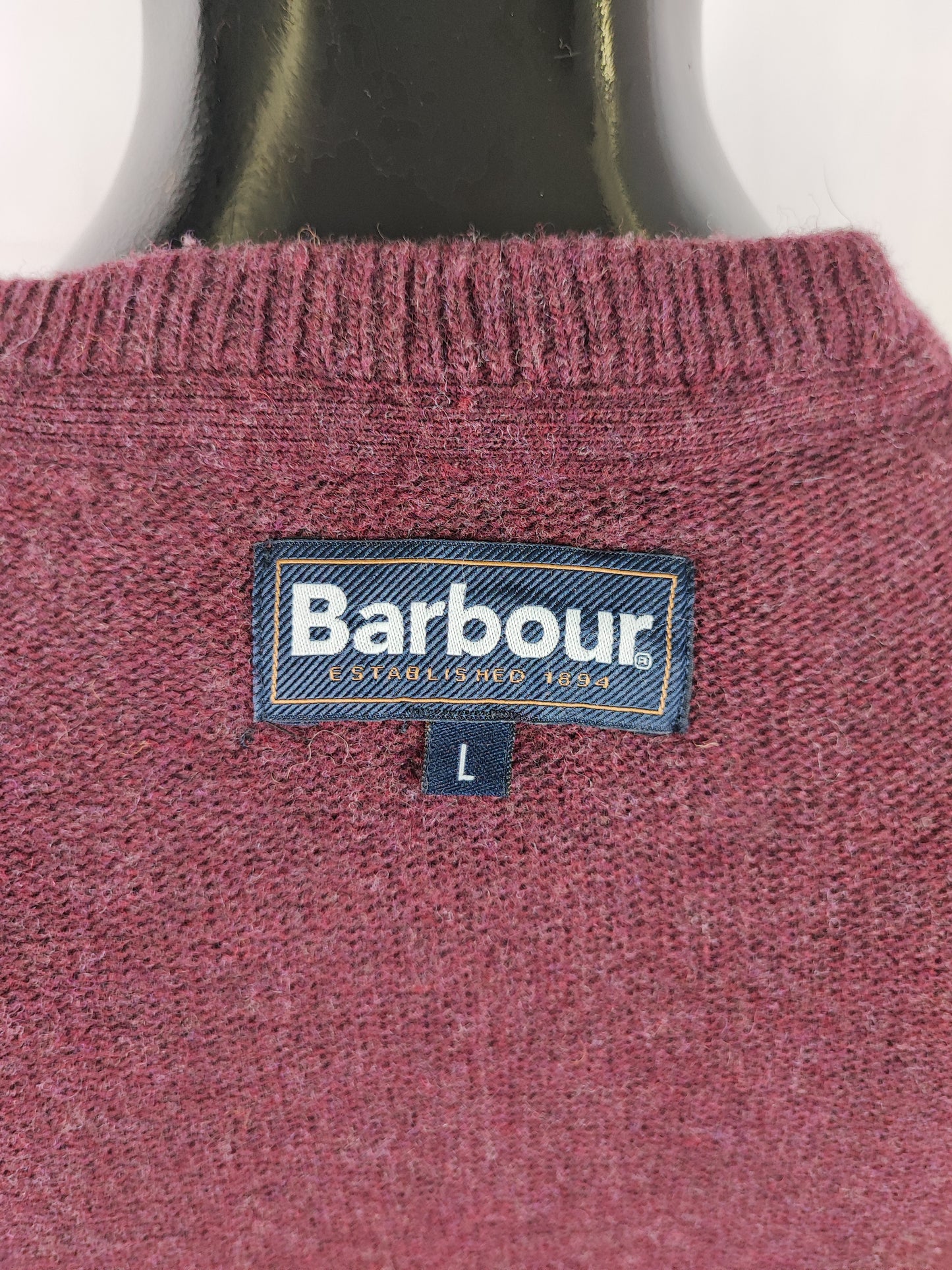 Maglione Barbour da uomo in lana Bordeaux Large- Man Burgundy Wool Jumper Size Large