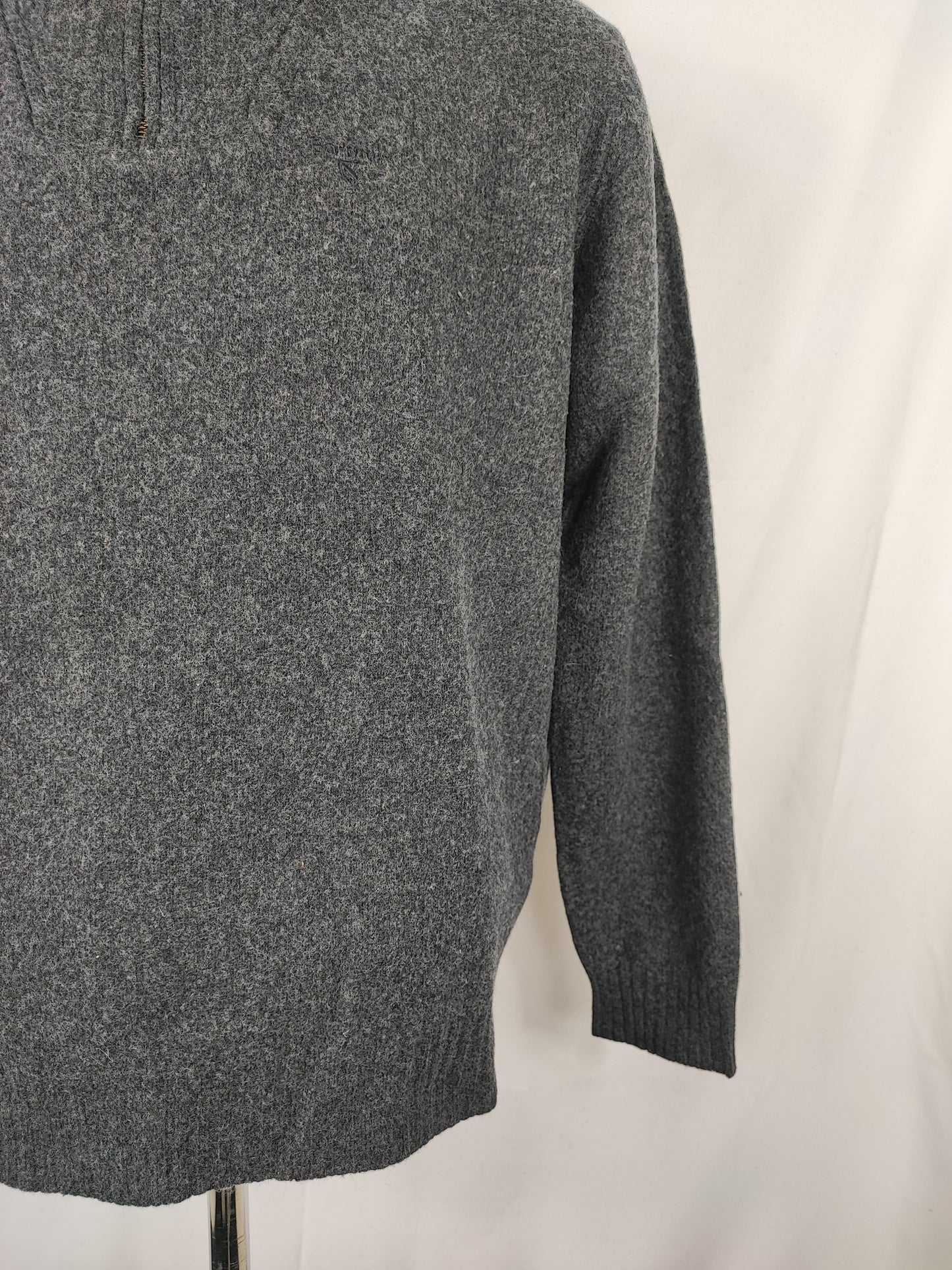 Maglione Barbour da uomo in lana grigio Large- Man Grey Wool Jumper Size Large