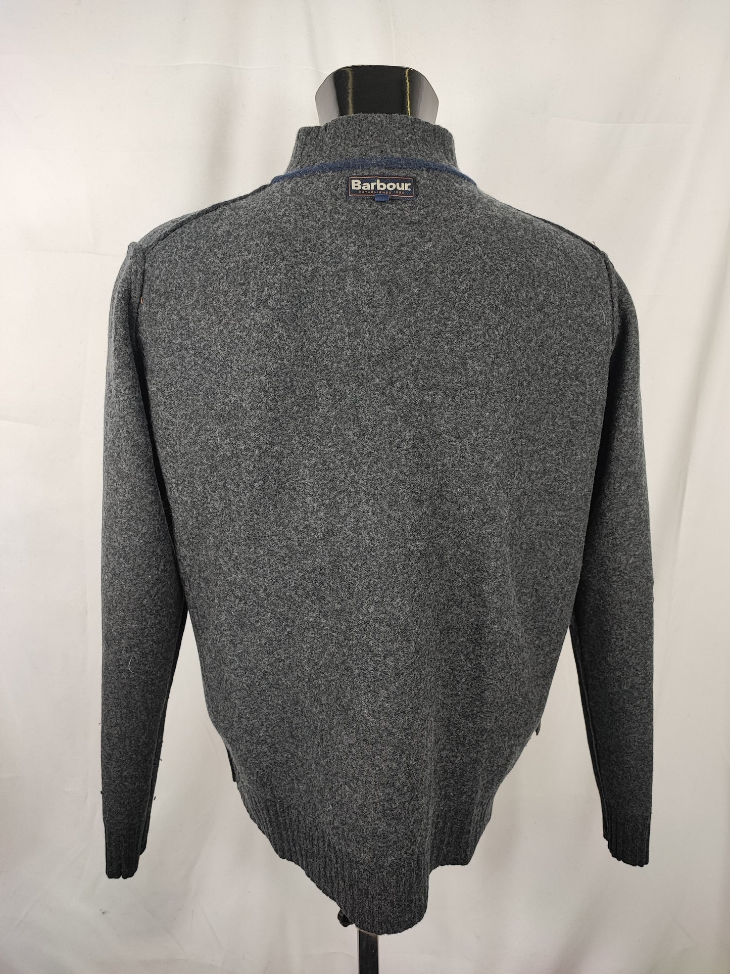 Maglione Barbour da uomo in lana grigio Large- Man Grey Wool Jumper Size Large