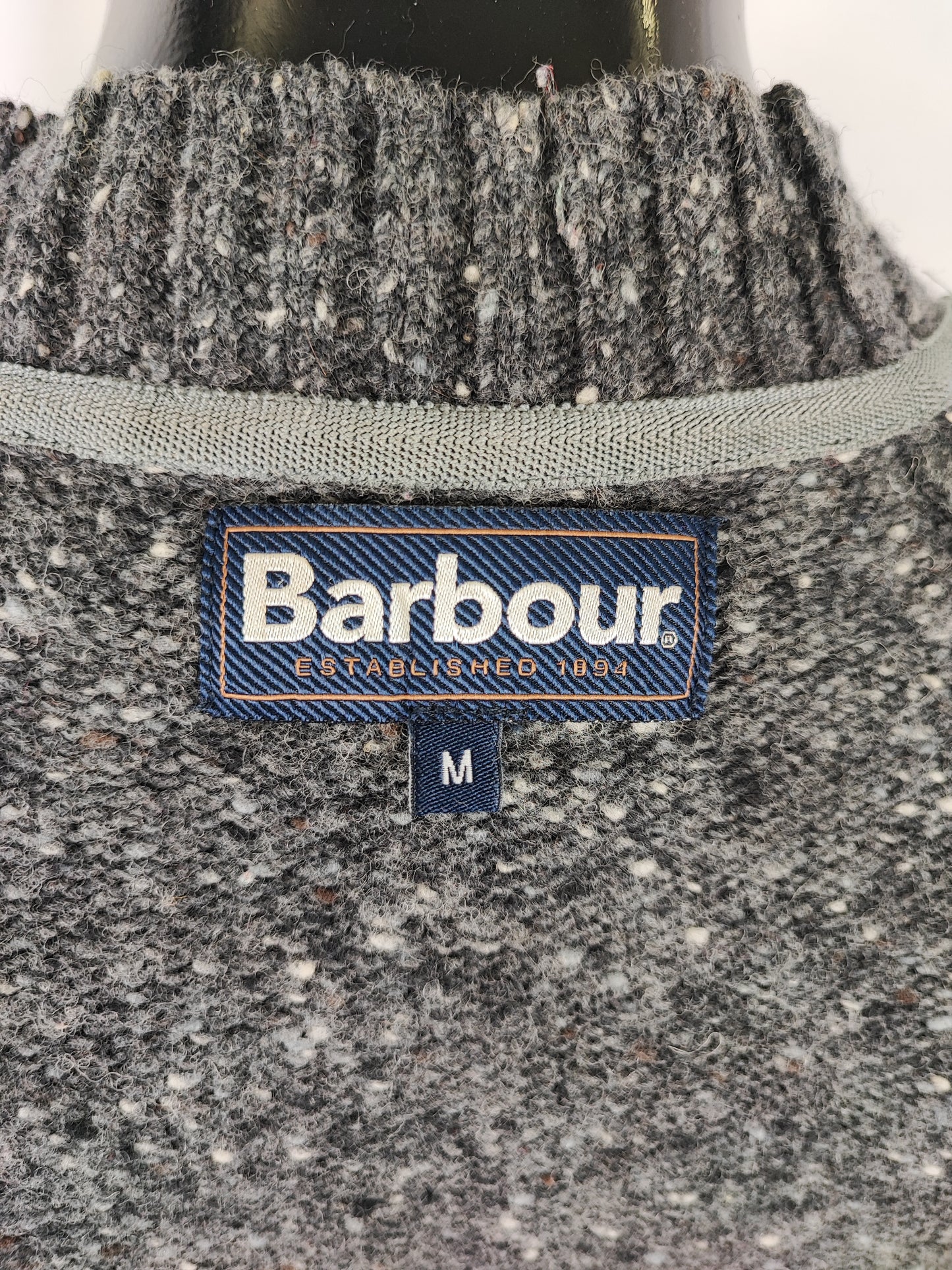 Maglione Barbour da uomo in lana grigio Medium- Man Grey Wool Jumper Size Medium