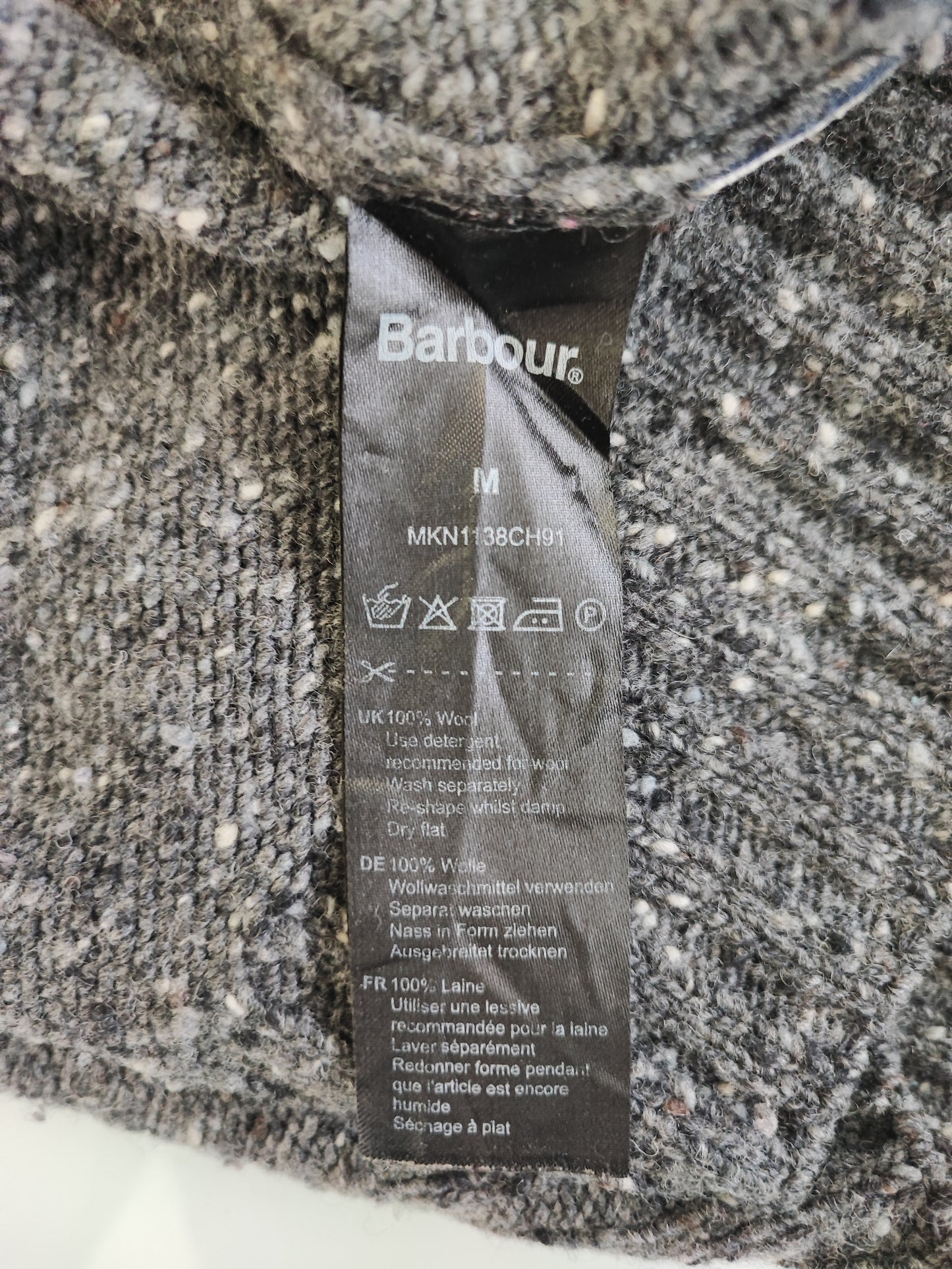 Maglione Barbour da uomo in lana grigio Medium- Man Grey Wool Jumper Size Medium