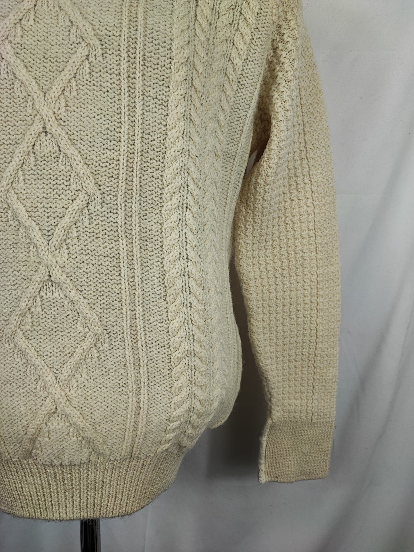 Maglione Barbour da uomo in lana panna C40 Medium- Man Cream Wool Jumper Size Medium