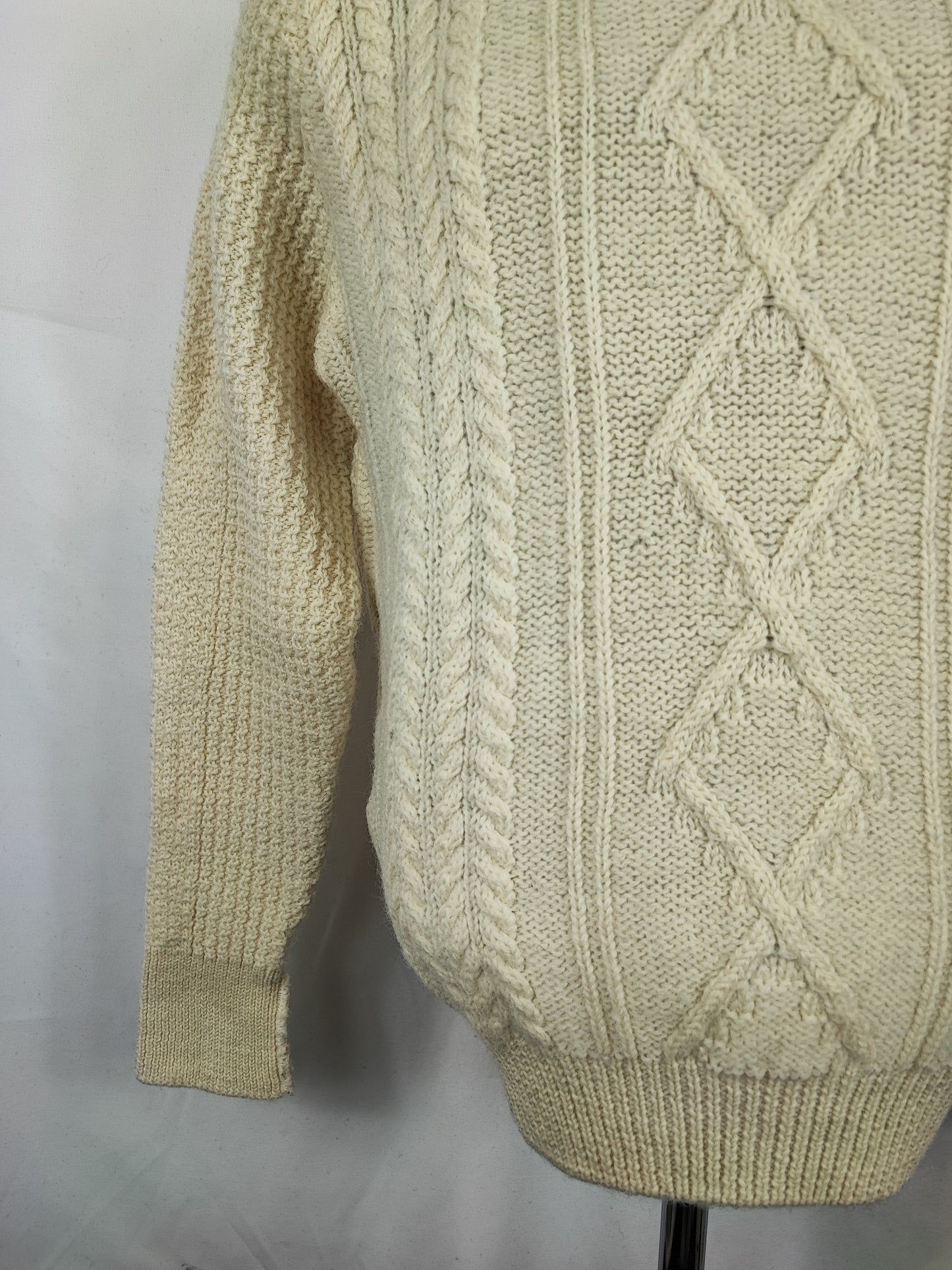 Maglione Barbour da uomo in lana panna C40 Medium- Man Cream Wool Jumper Size Medium