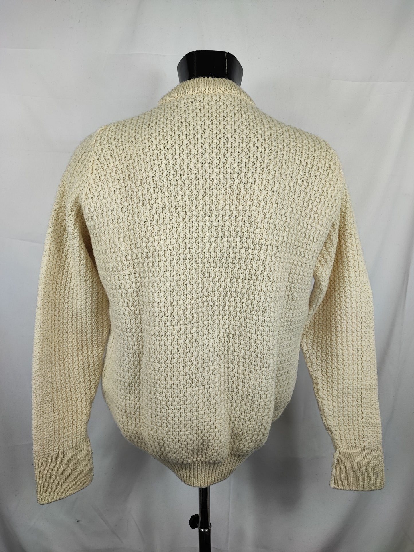 Maglione Barbour da uomo in lana panna C40 Medium- Man Cream Wool Jumper Size Medium