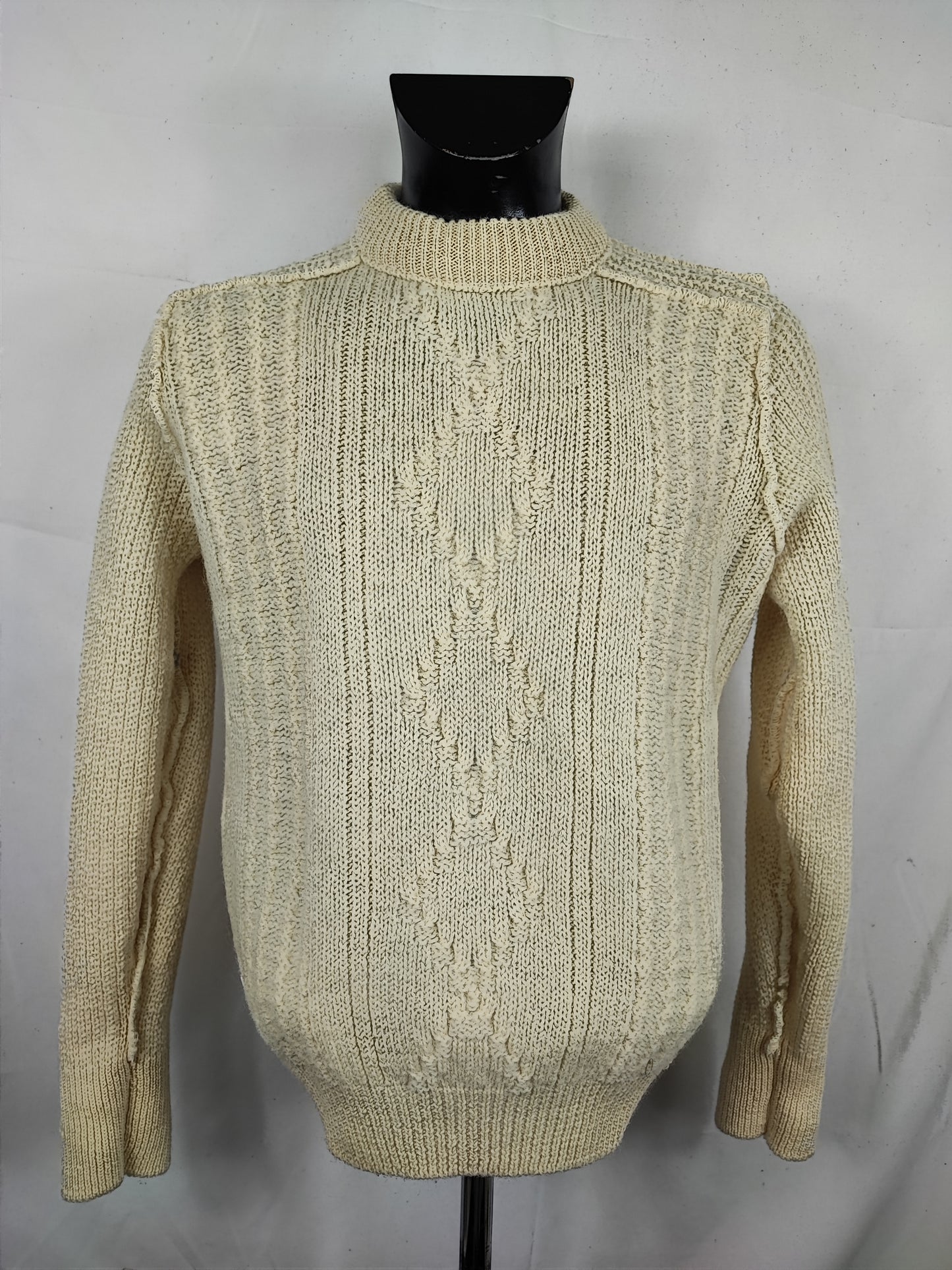 Maglione Barbour da uomo in lana panna C40 Medium- Man Cream Wool Jumper Size Medium