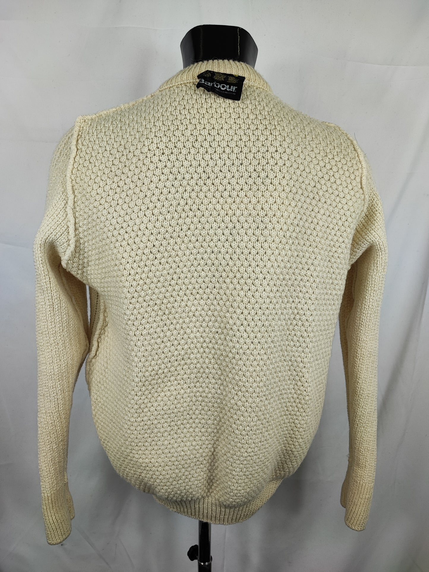 Maglione Barbour da uomo in lana panna C40 Medium- Man Cream Wool Jumper Size Medium