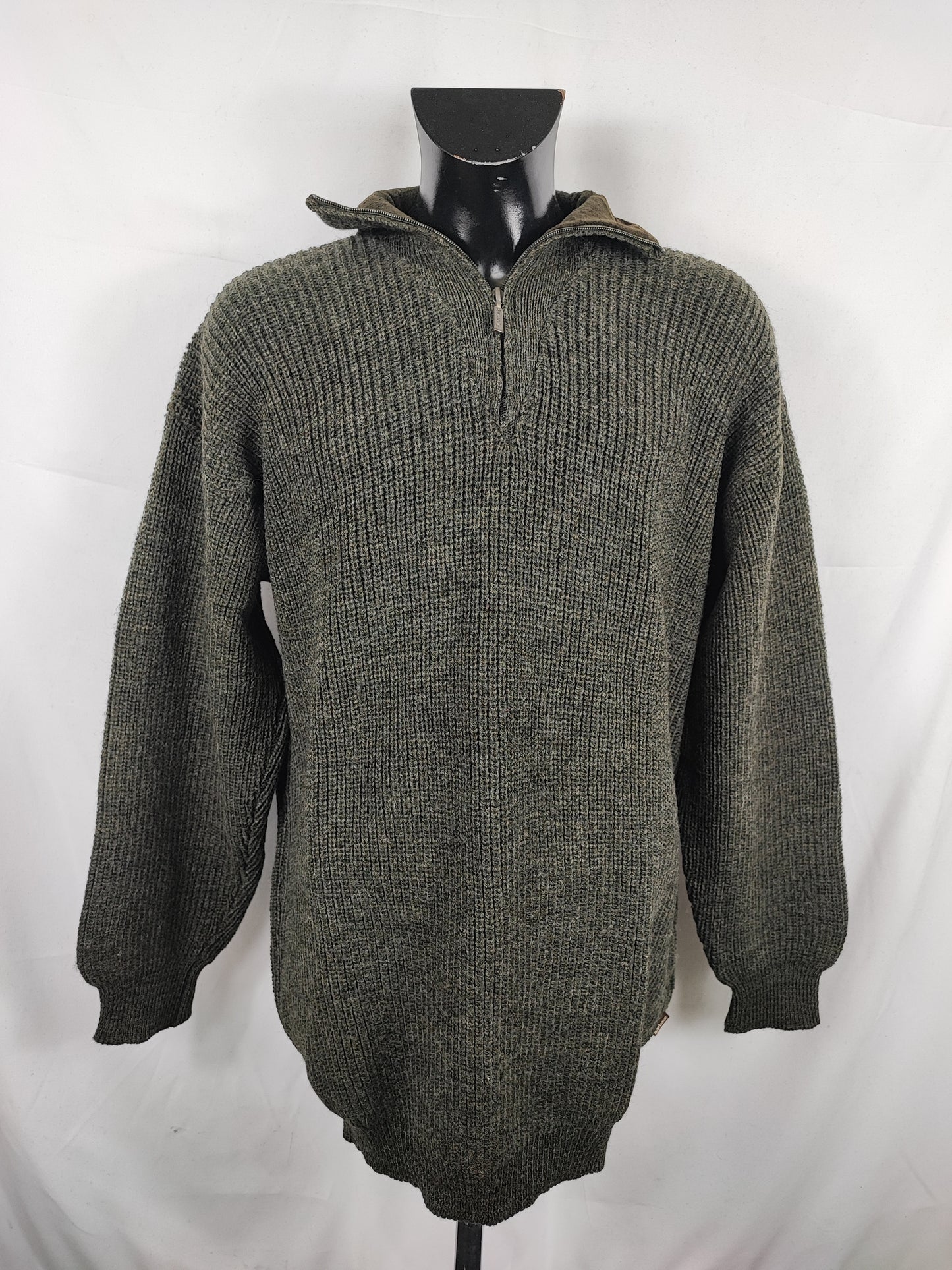 Maglione Barbour da uomo in lana verde scuro XXL- Man Green Wool Jumper Size XXLarge