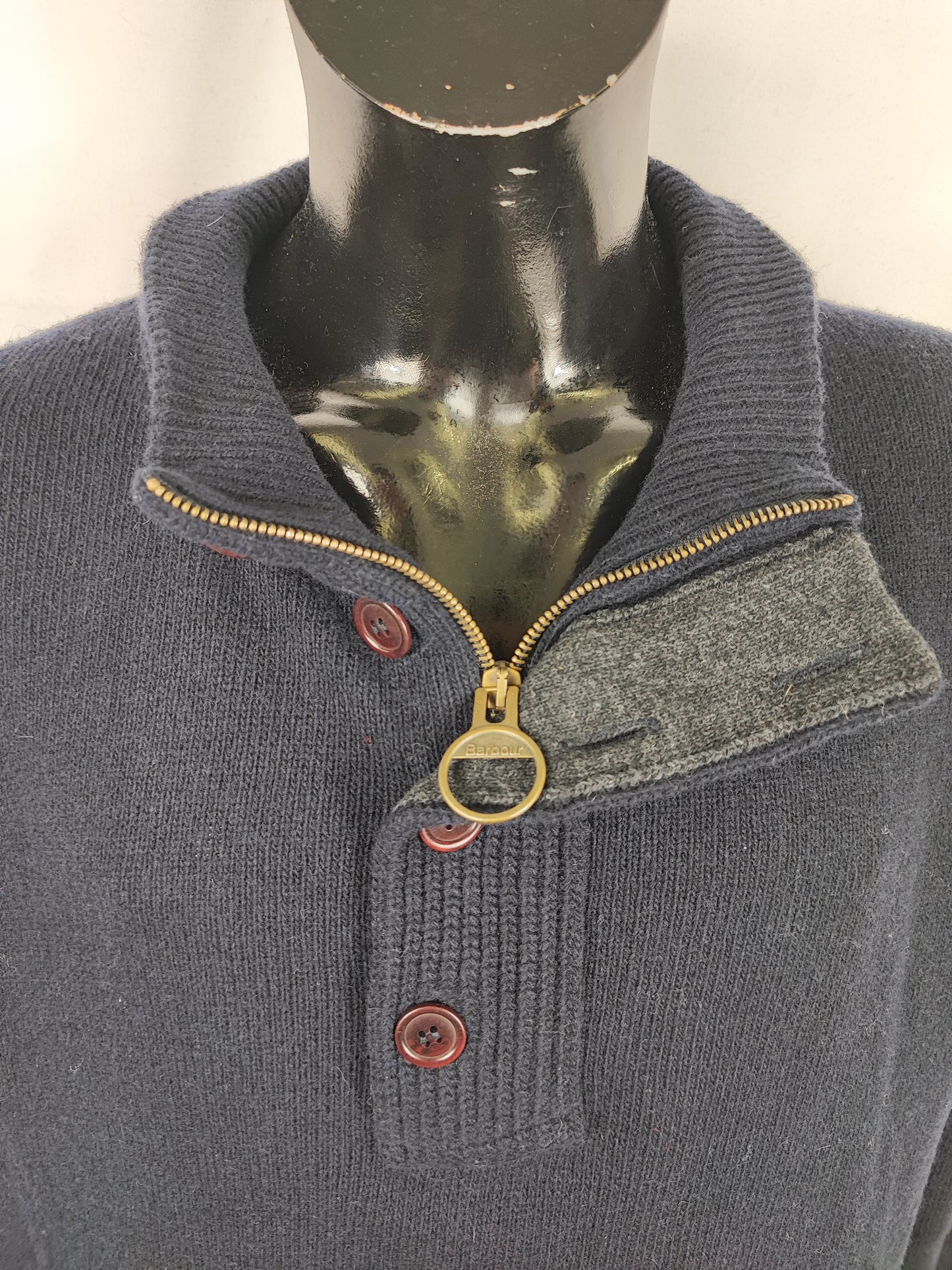 Maglione Barbour da uomo in lana blu XXL- Man Navy Wool Jumper Size XXLarge