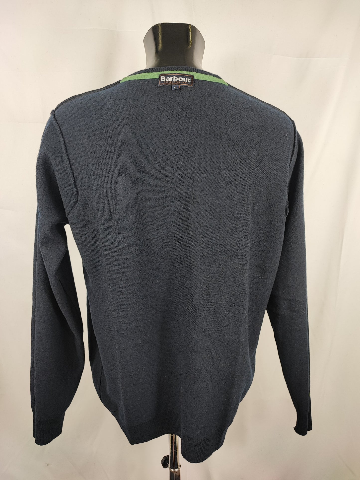 Maglione Barbour da uomo in lana blu XL- Man Navy Wool Jumper Size XLarge