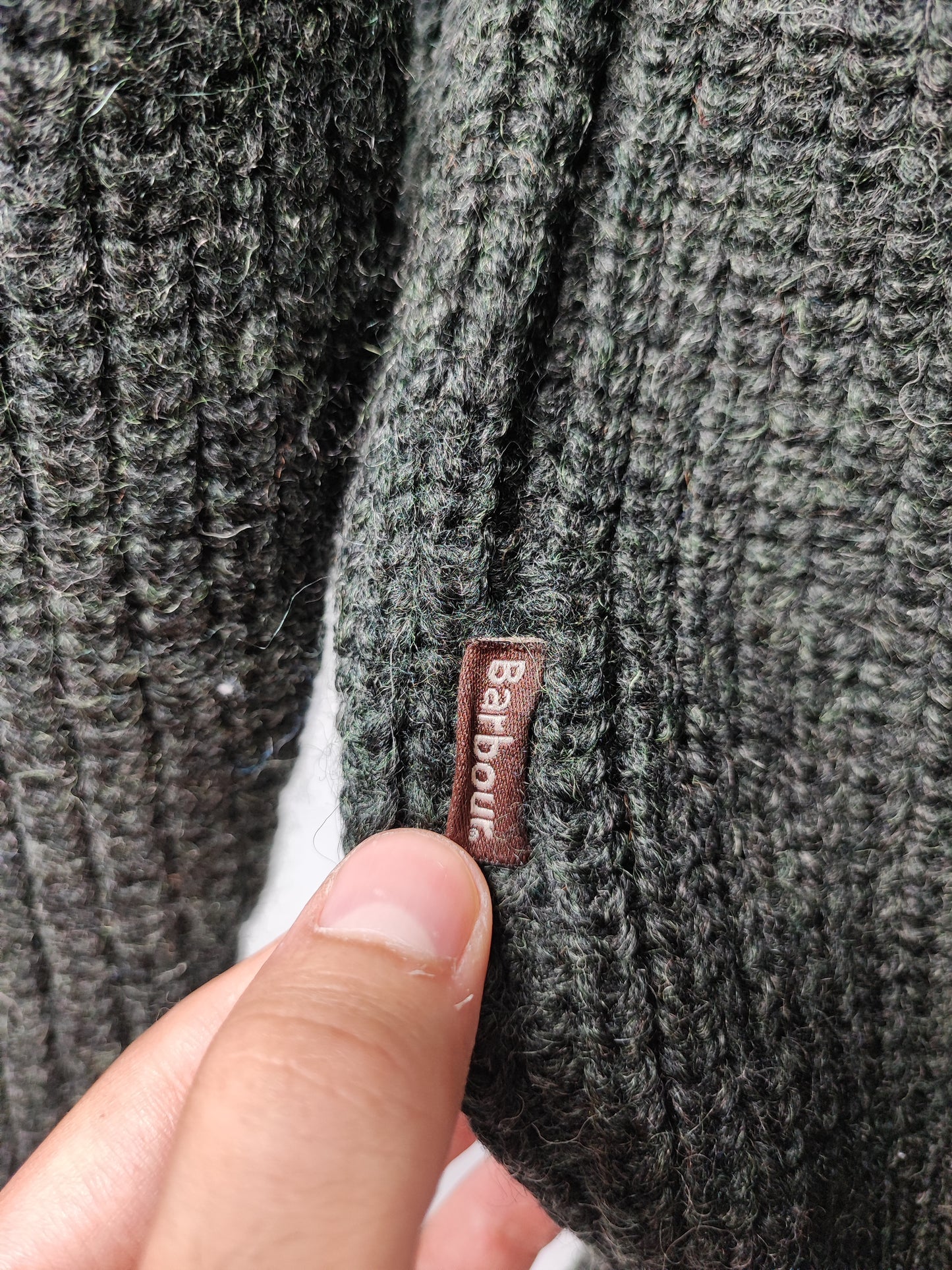 Maglione Barbour da uomo in lana verde Small- Man Olive Wool Jumper Size Small