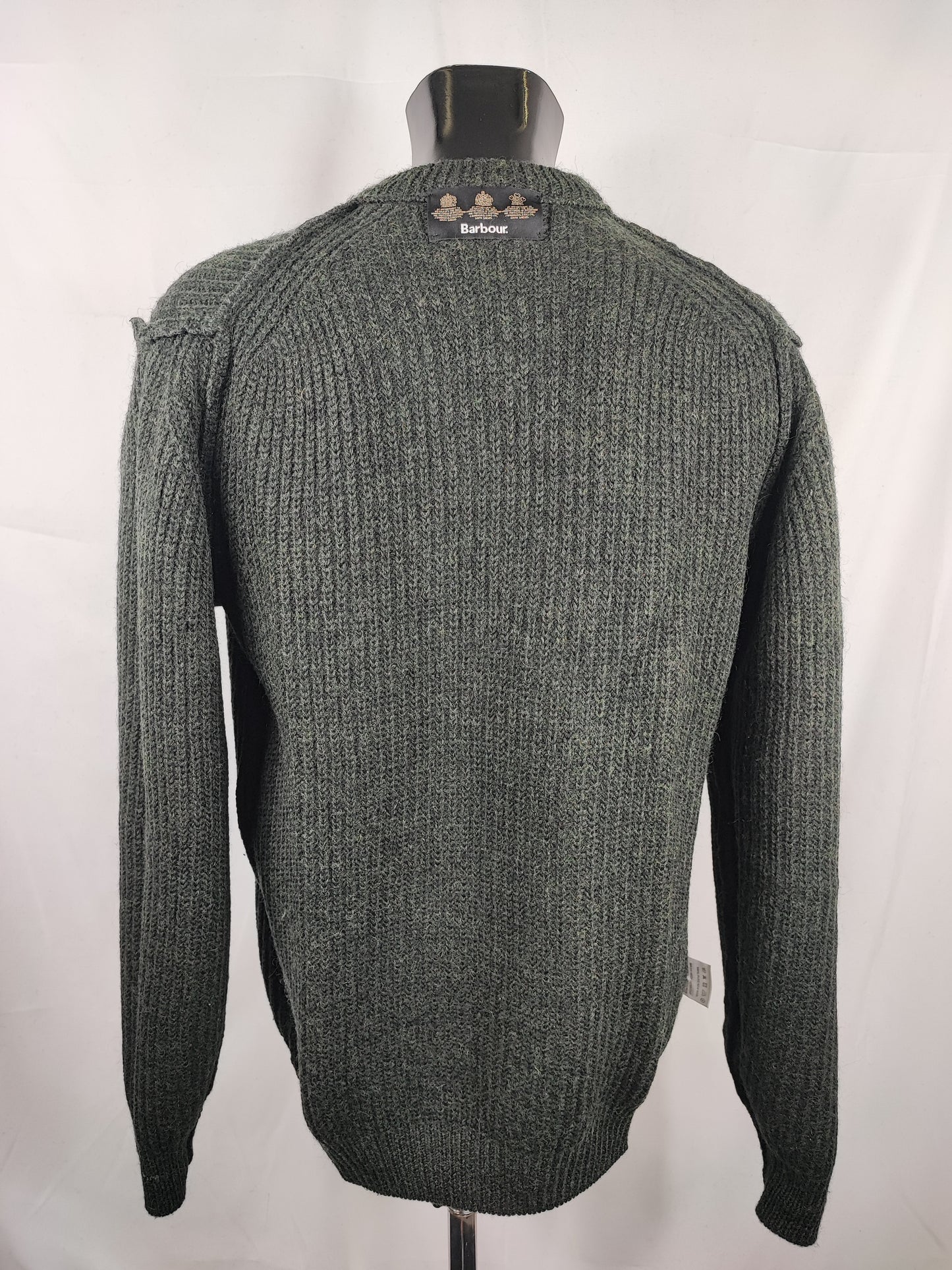 Maglione Barbour da uomo in lana verde Small- Man Olive Wool Jumper Size Small