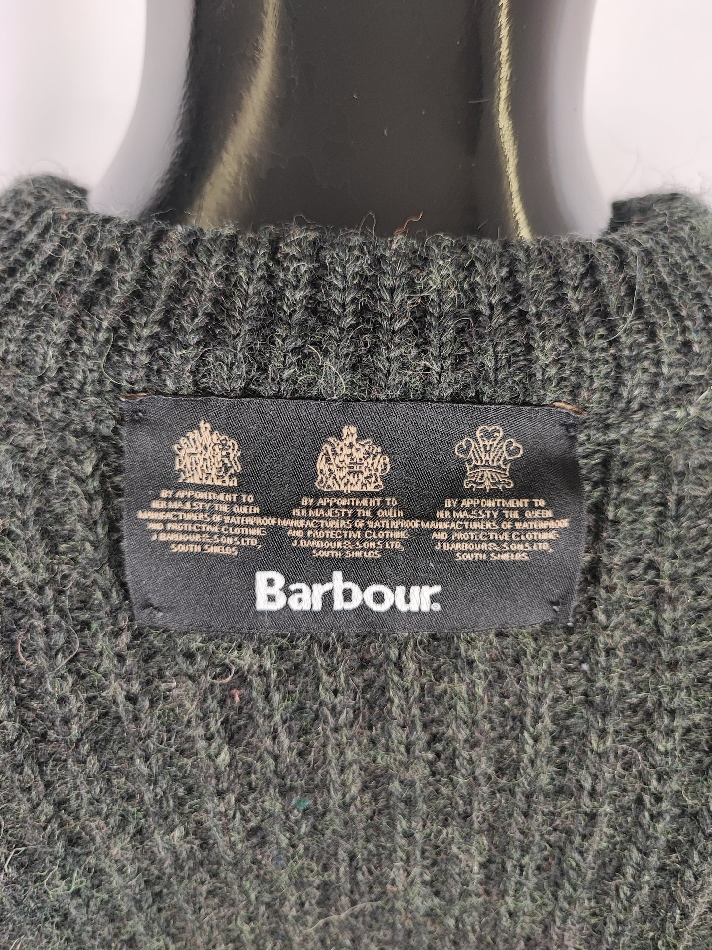 Maglione Barbour da uomo in lana verde Small- Man Olive Wool Jumper Size Small