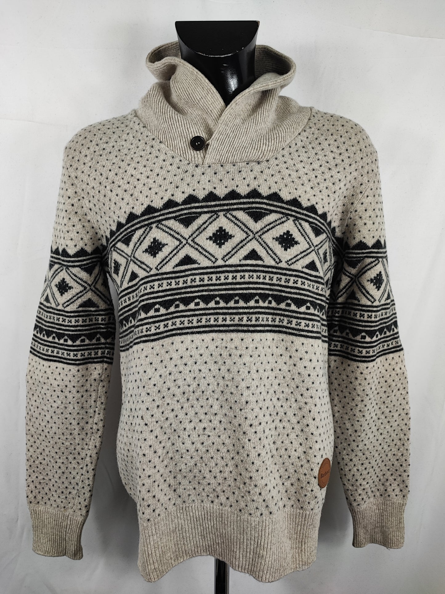 Maglione Barbour da uomo in lana beige Xlarge- Man Beige Wool Jumper Size Xlarge