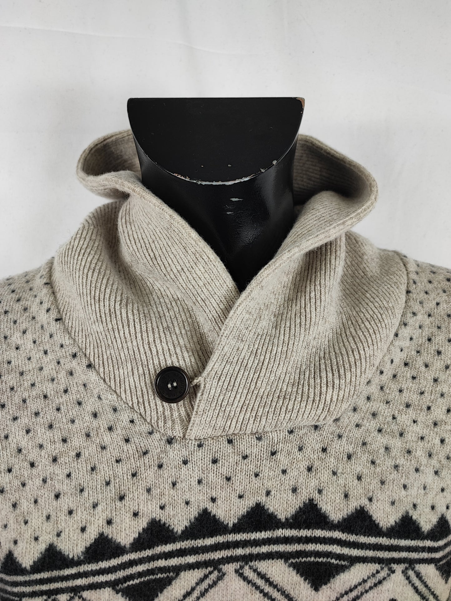 Maglione Barbour da uomo in lana beige Xlarge- Man Beige Wool Jumper Size Xlarge