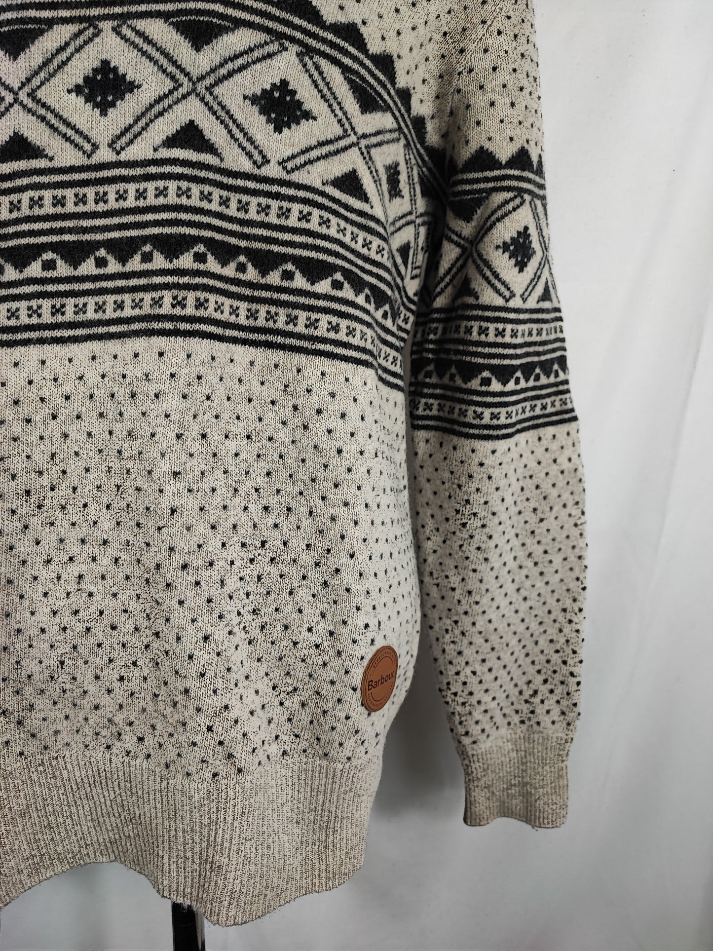 Maglione Barbour da uomo in lana beige Xlarge- Man Beige Wool Jumper Size Xlarge
