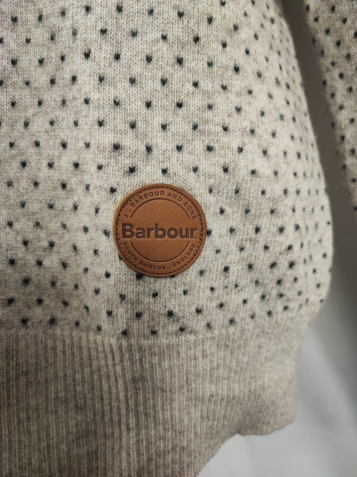 Maglione Barbour da uomo in lana beige Xlarge- Man Beige Wool Jumper Size Xlarge